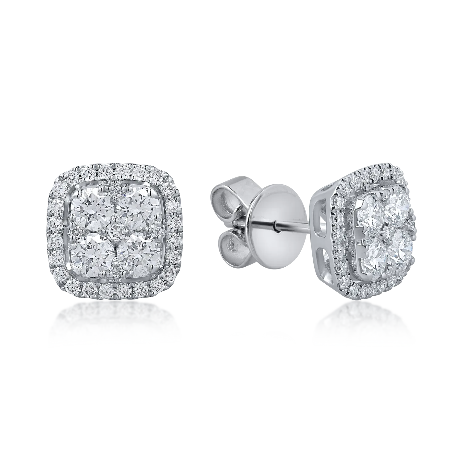 White gold geometric stud earrings with 1.09ct diamonds