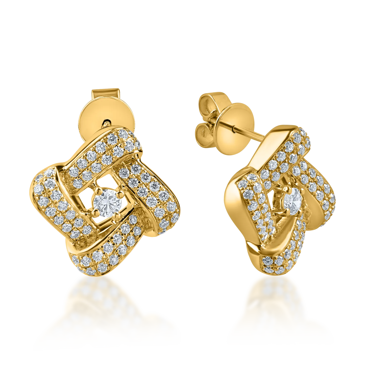 Fehérarany geometrikus fülbevaló 0.7ct gyémánttal