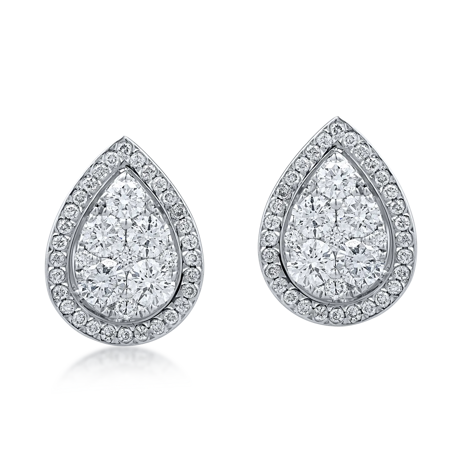 White gold teardrop stud earrings with 0.6ct diamonds