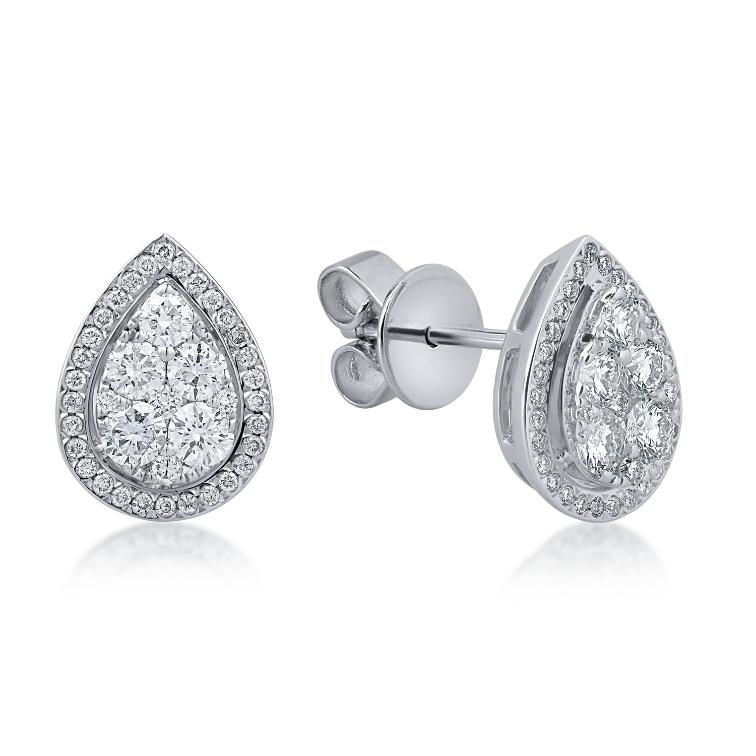 White gold teardrop stud earrings with 0.6ct diamonds