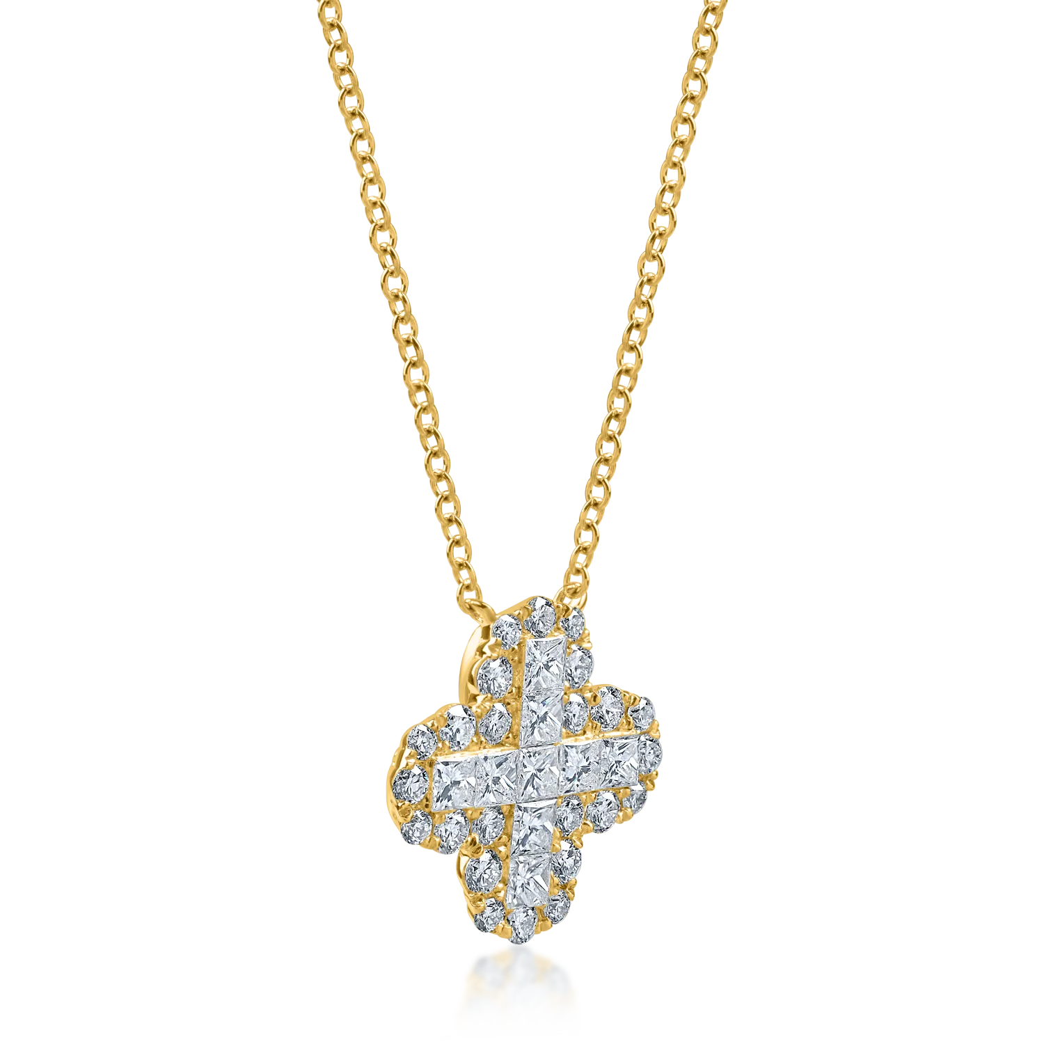 Yellow gold pendant necklace with 1.2ct diamonds