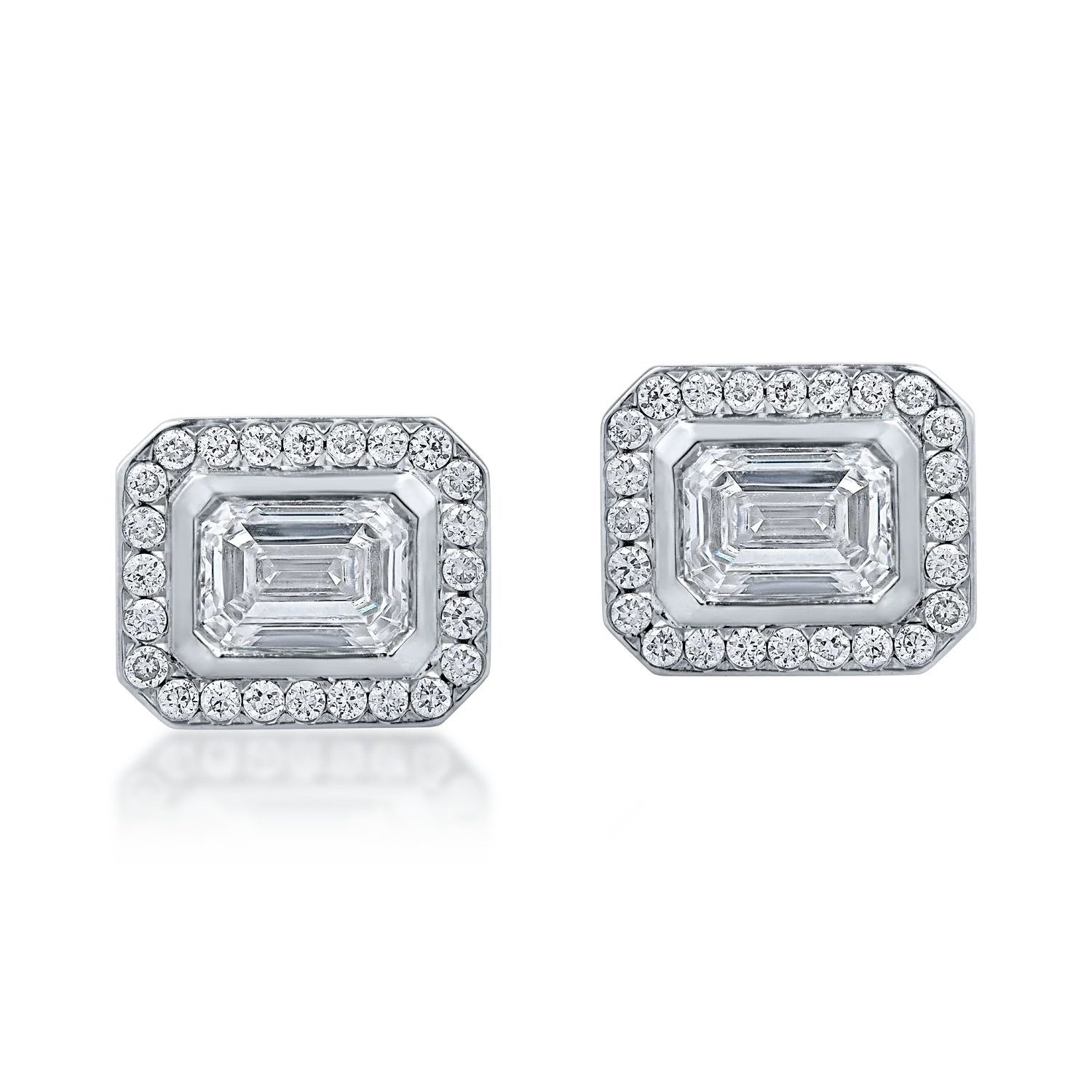 White gold geometric stud earrings with 0.7ct diamonds