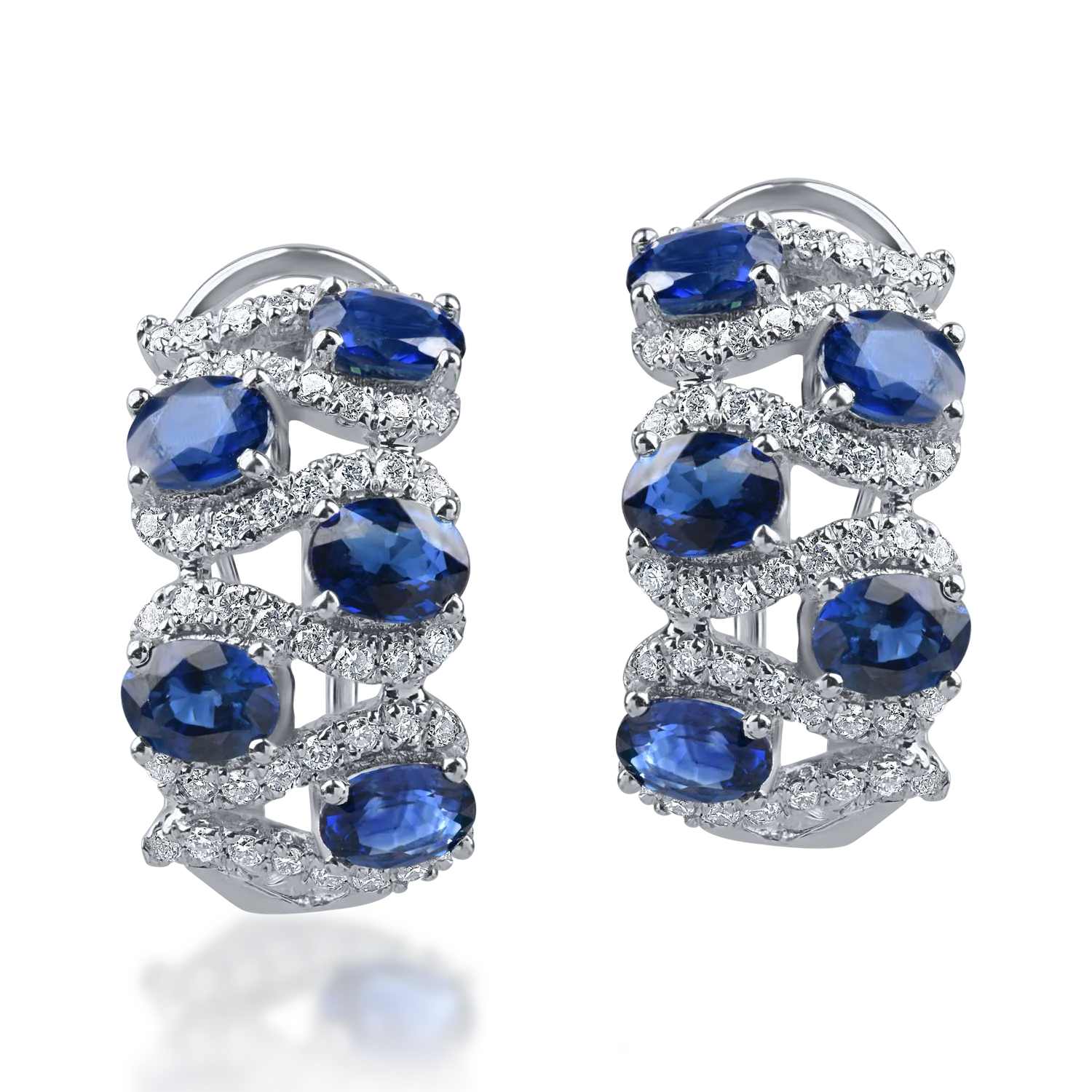 White gold on-ear earrings with 2.3ct sapphires and 0.3ct diamonds