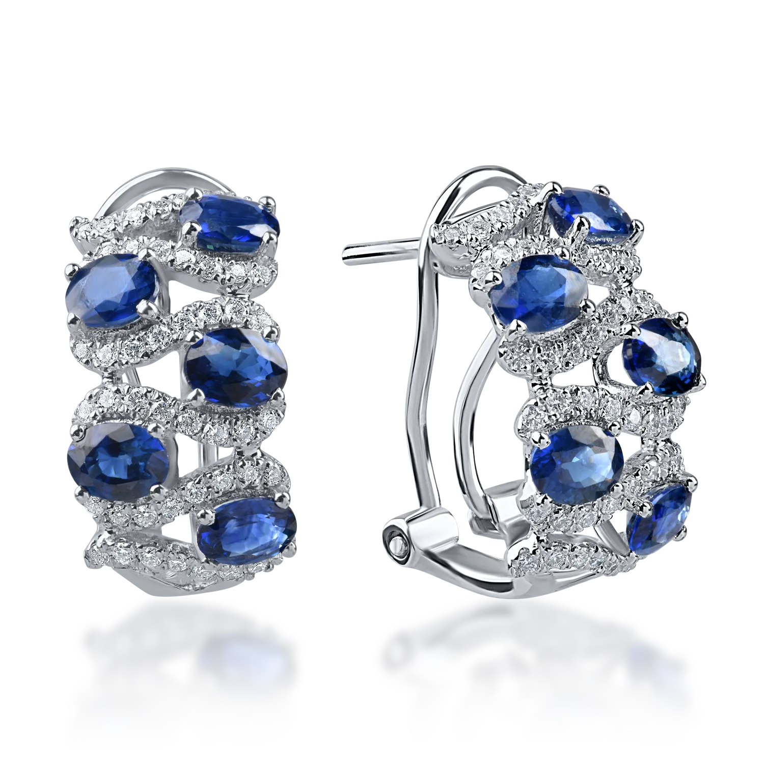 White gold on-ear earrings with 2.3ct sapphires and 0.3ct diamonds