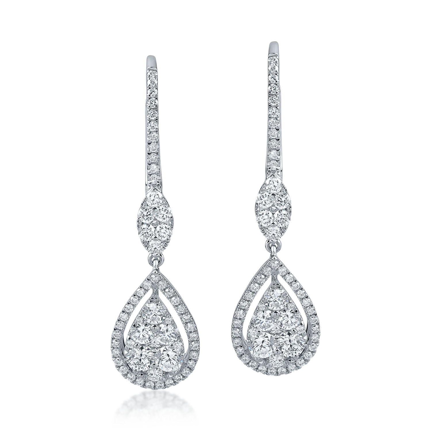 Cercei lacrima din aur alb cu diamante de 1.3ct-182331