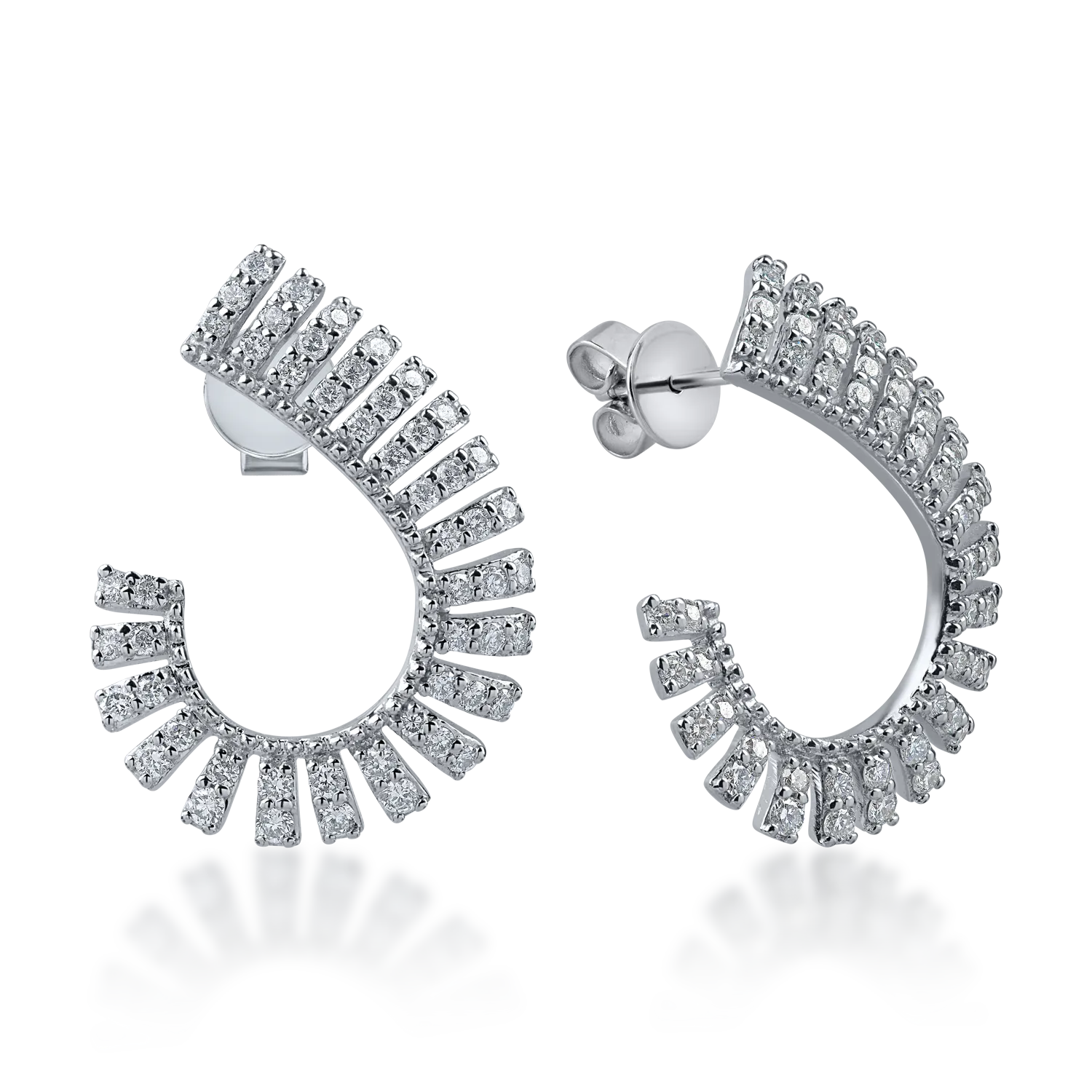 Cercei on ear din aur alb cu diamante de 0.6ct