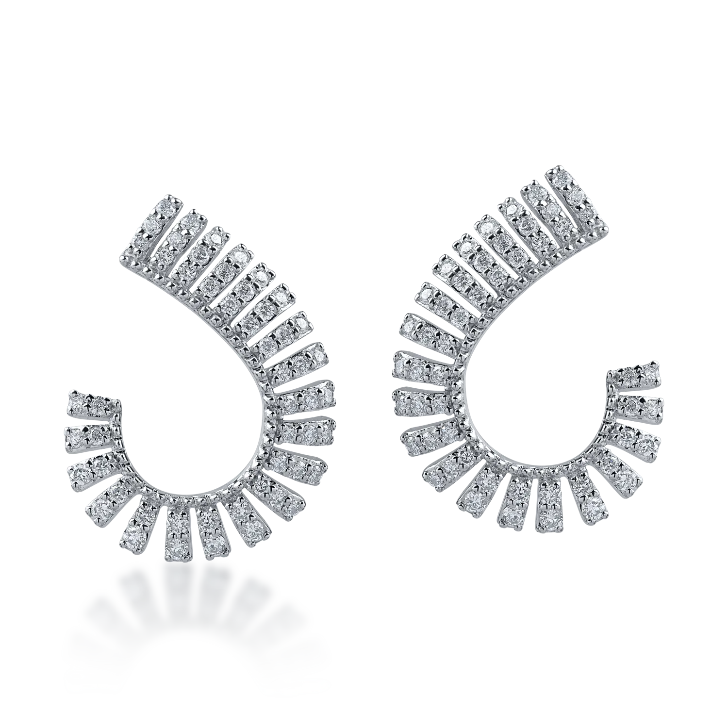 Cercei on ear din aur alb cu diamante de 0.6ct