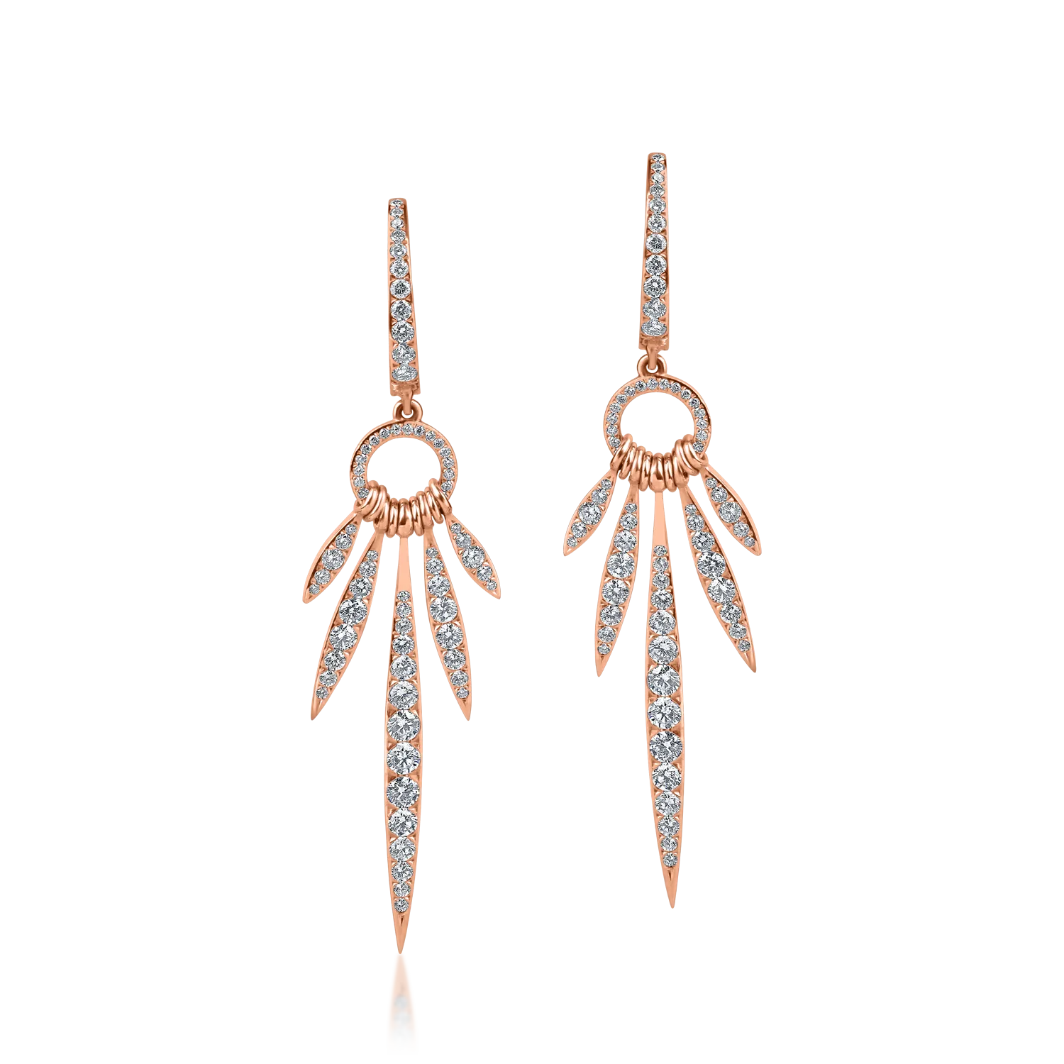 Rose gold long earrings with 1.8ct diamonds