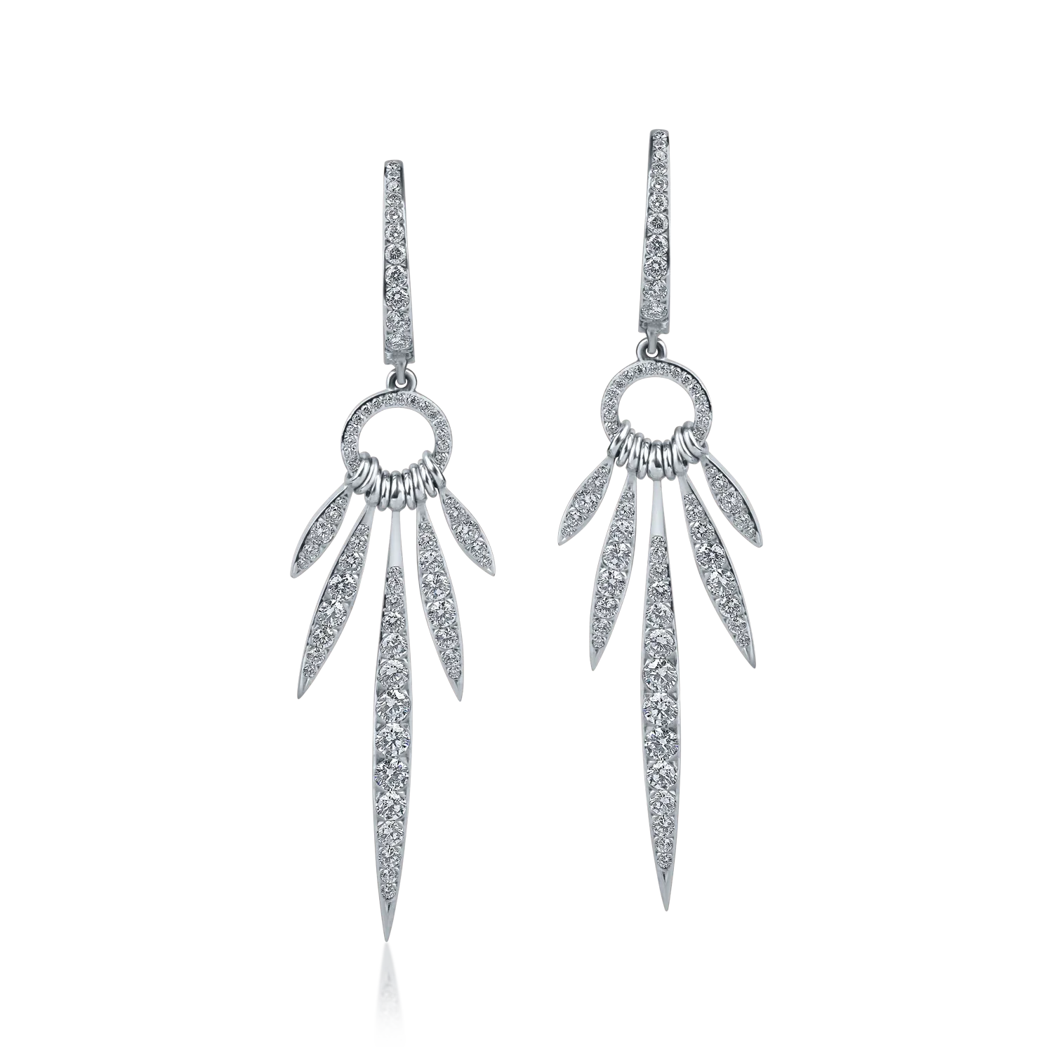 White gold long earrings with 1.8ct diamonds