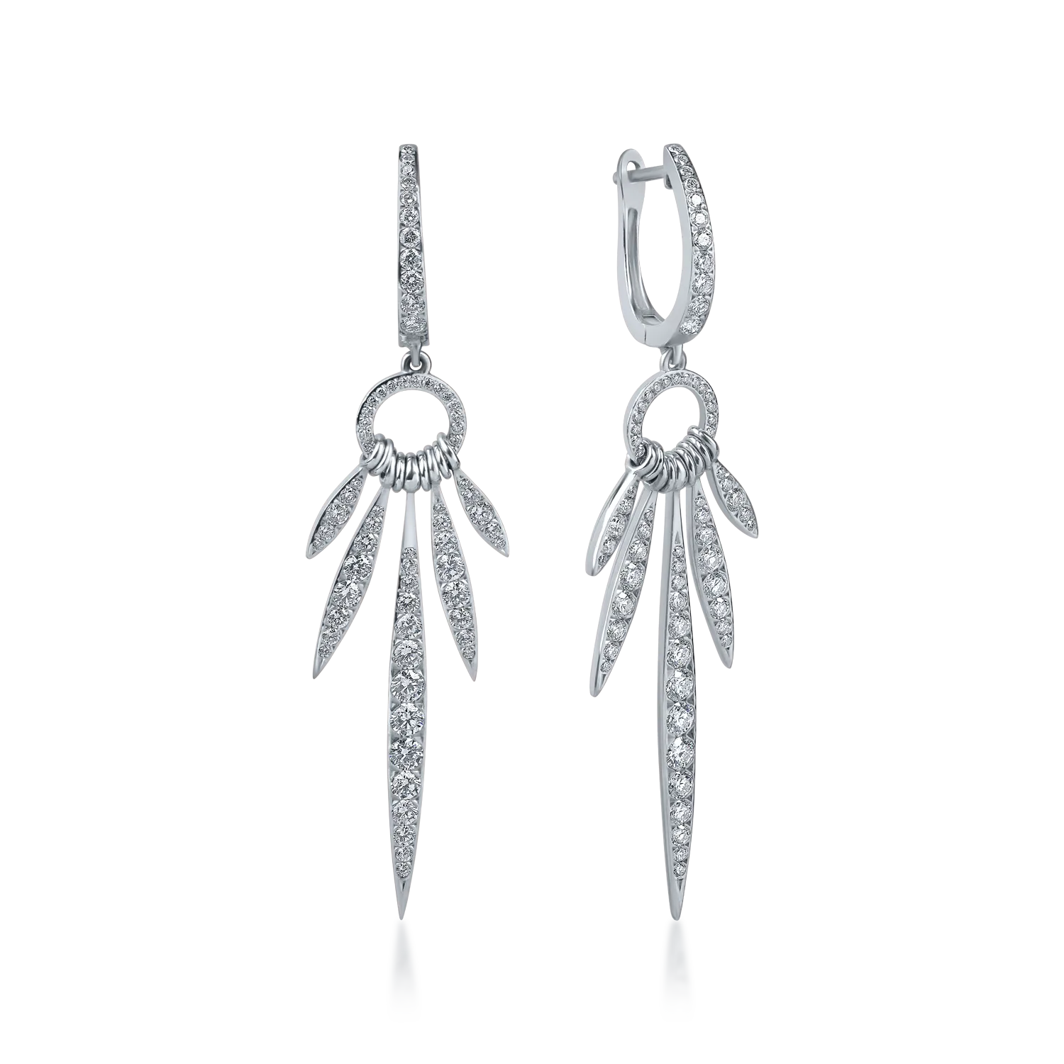 White gold long earrings with 1.8ct diamonds