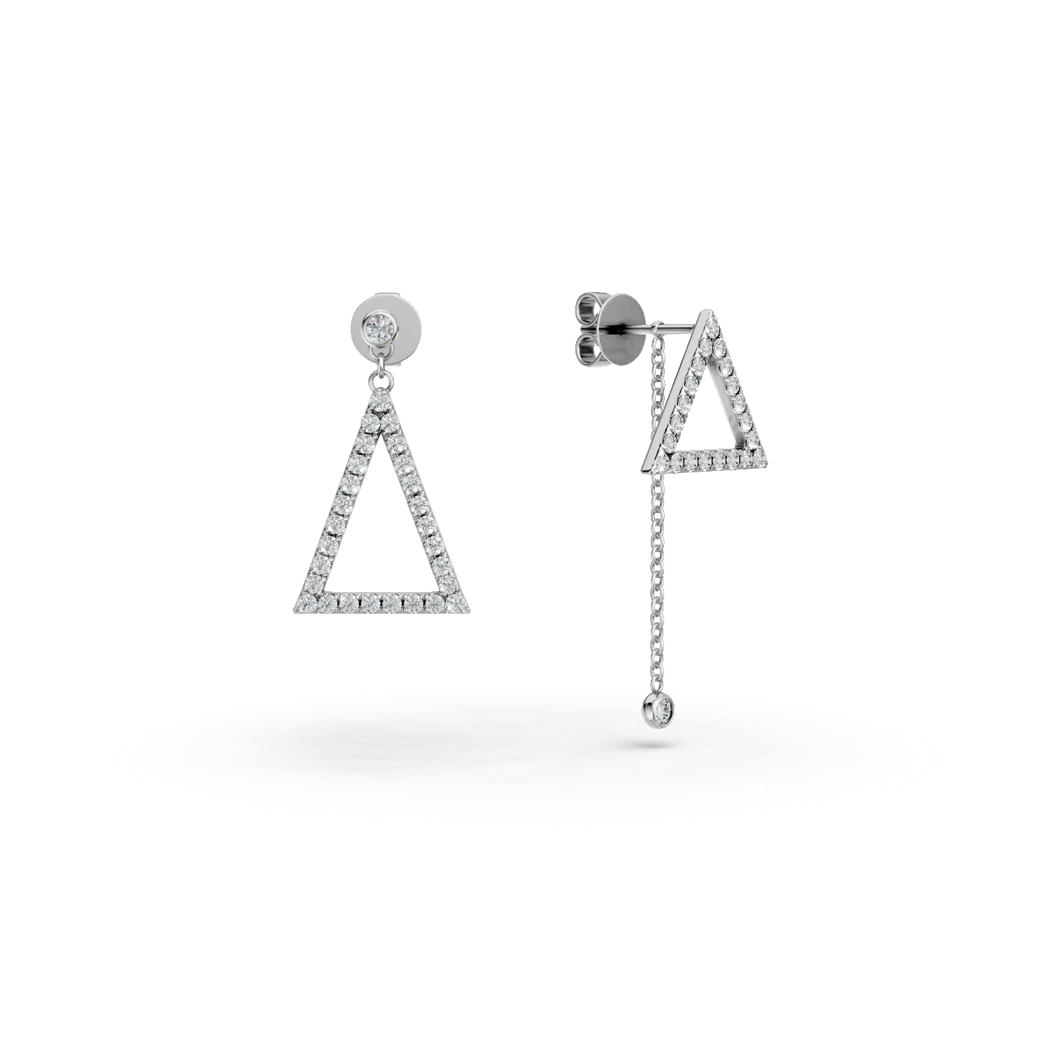 Cercei geometrici din aur alb cu diamante de 0.5ct