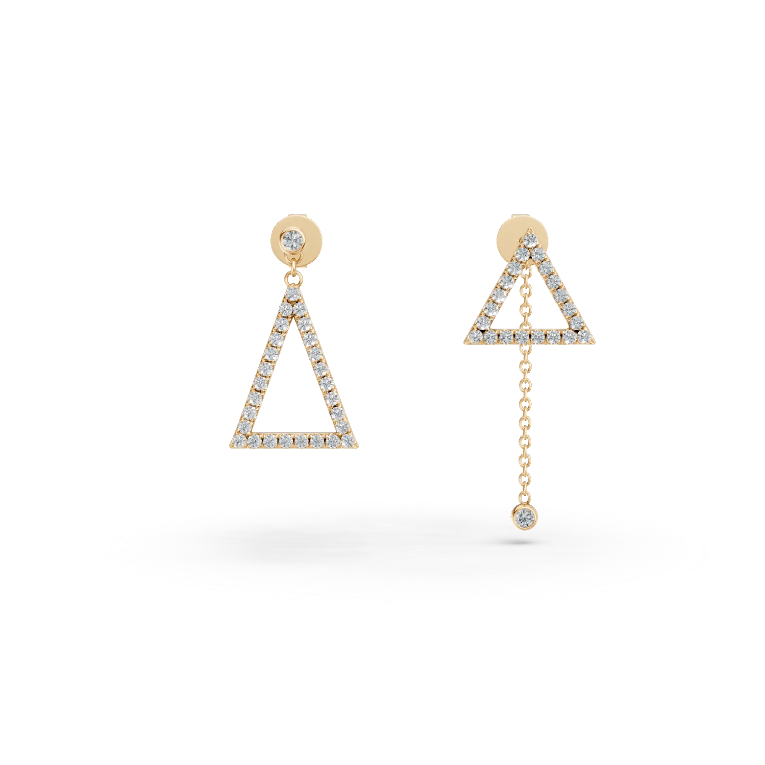 Sárga arany geometrikus fülbevaló 0.5ct gyémánttal