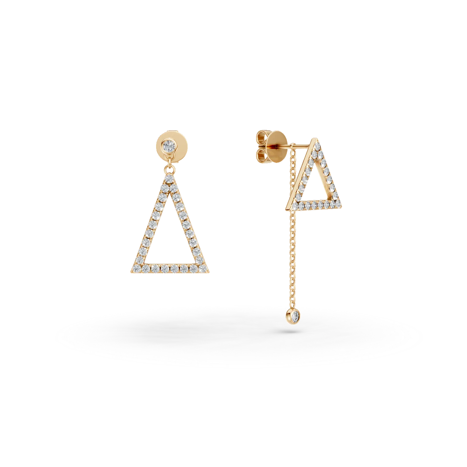Sárga arany geometrikus fülbevaló 0.5ct gyémánttal