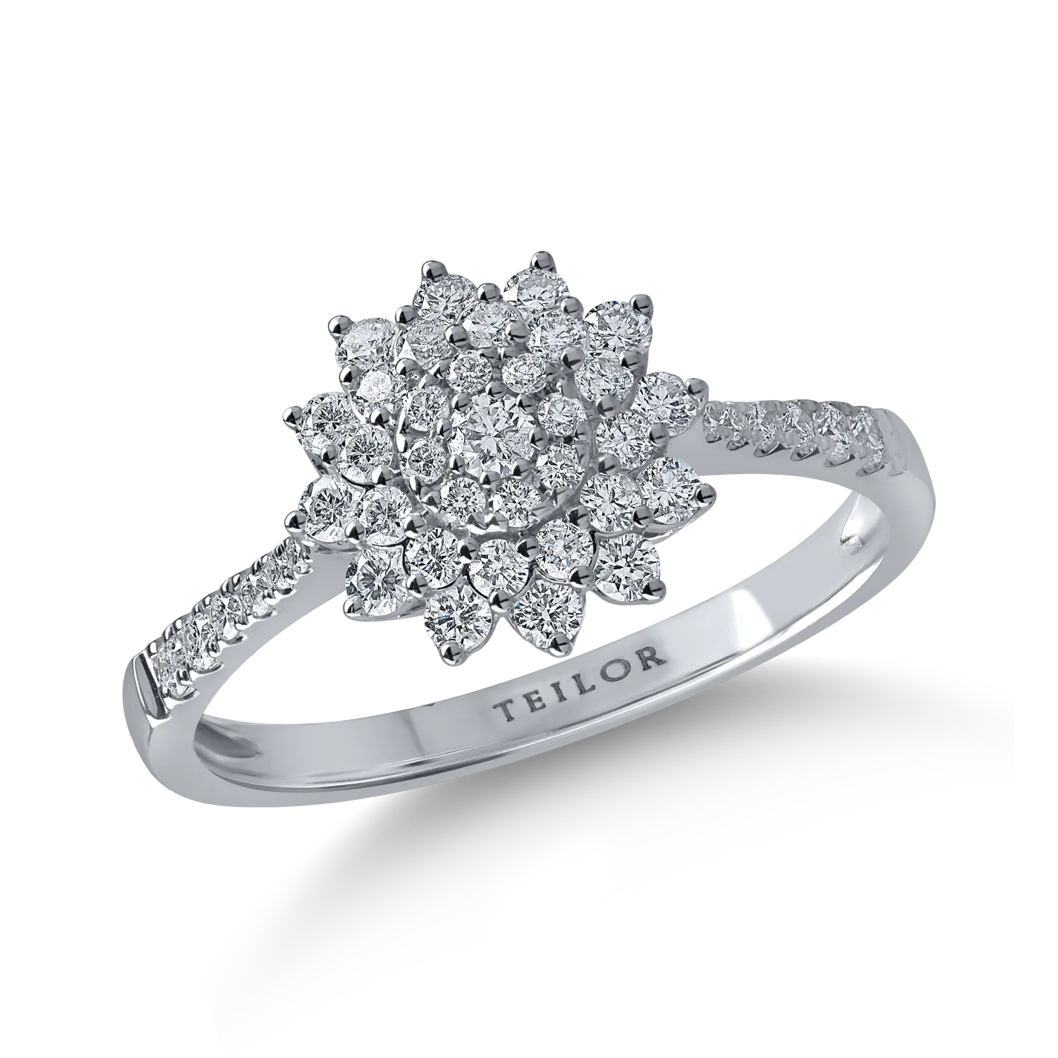 Пръстен от бяло злато с диаманти от 0.5 кт