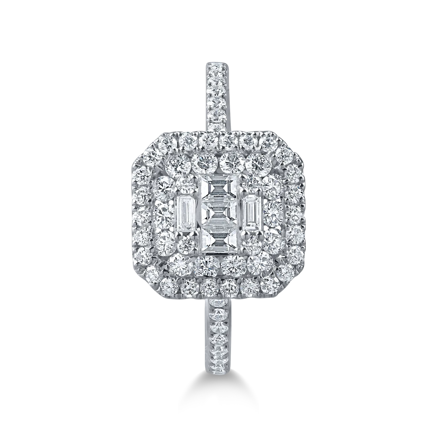 Inel geometric din aur alb cu diamante de 0.8ct - 1 | YEO