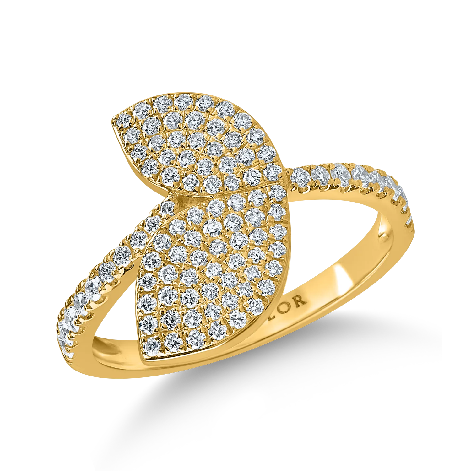 Yellow gold ring with 0.5ct microset diamonds