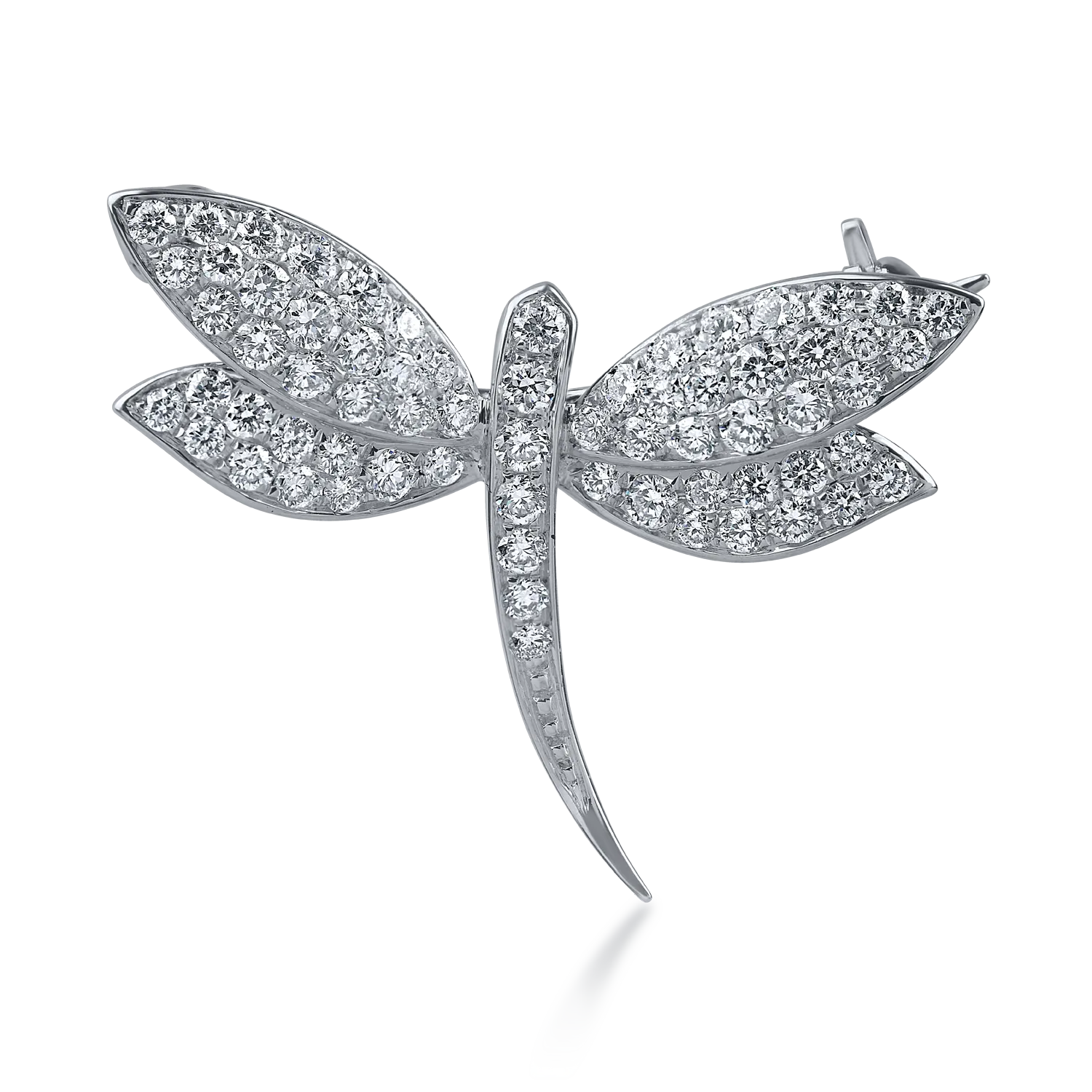 White gold dragonfly brooch with 0.7ct diamonds