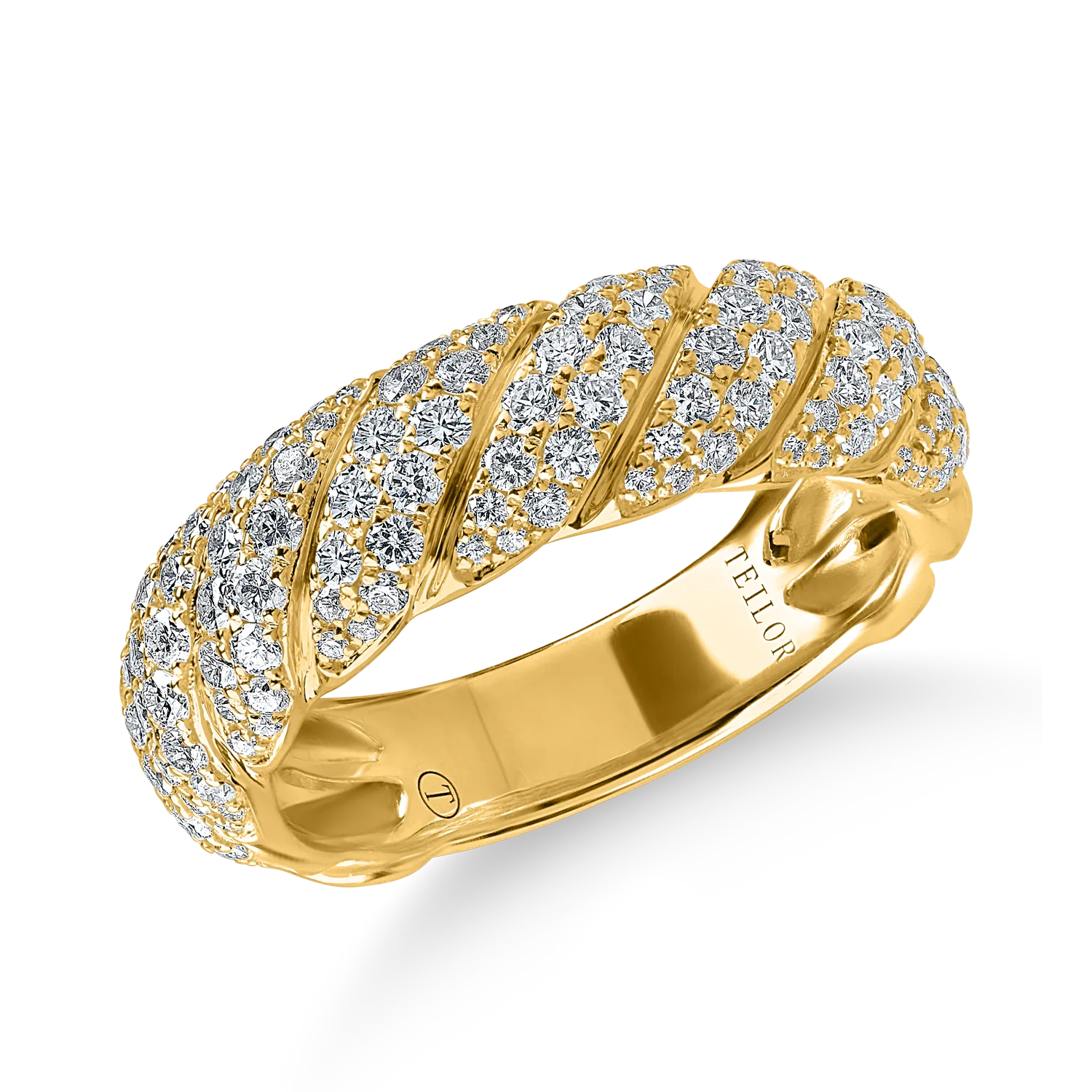 Yellow gold ring with 1ct diamonds