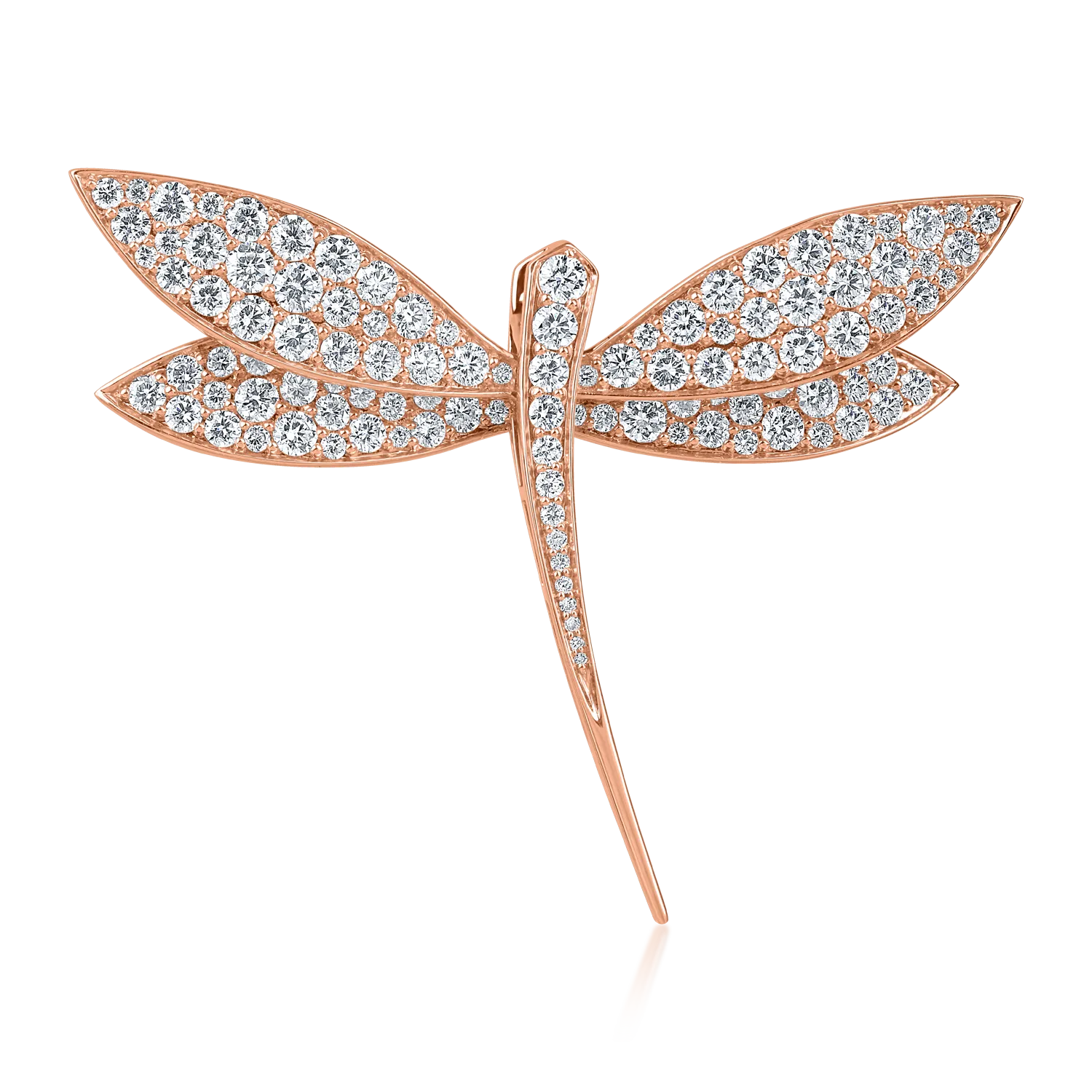 Broszka ważka z różowego złota z diamentami 3.5ct-182392