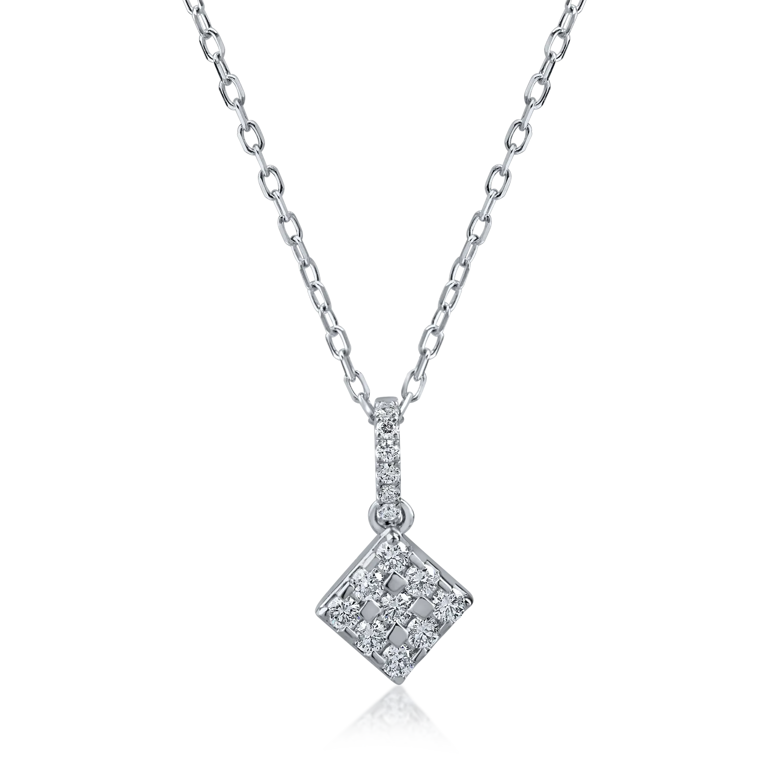 White gold geometric pendant necklace with 0.2ct diamonds