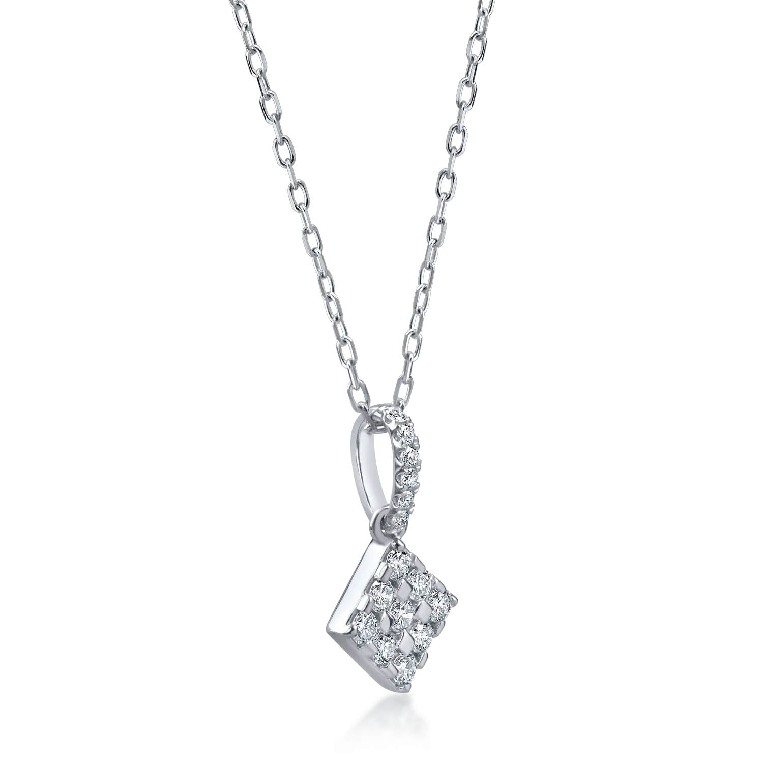 White gold geometric pendant necklace with 0.2ct diamonds