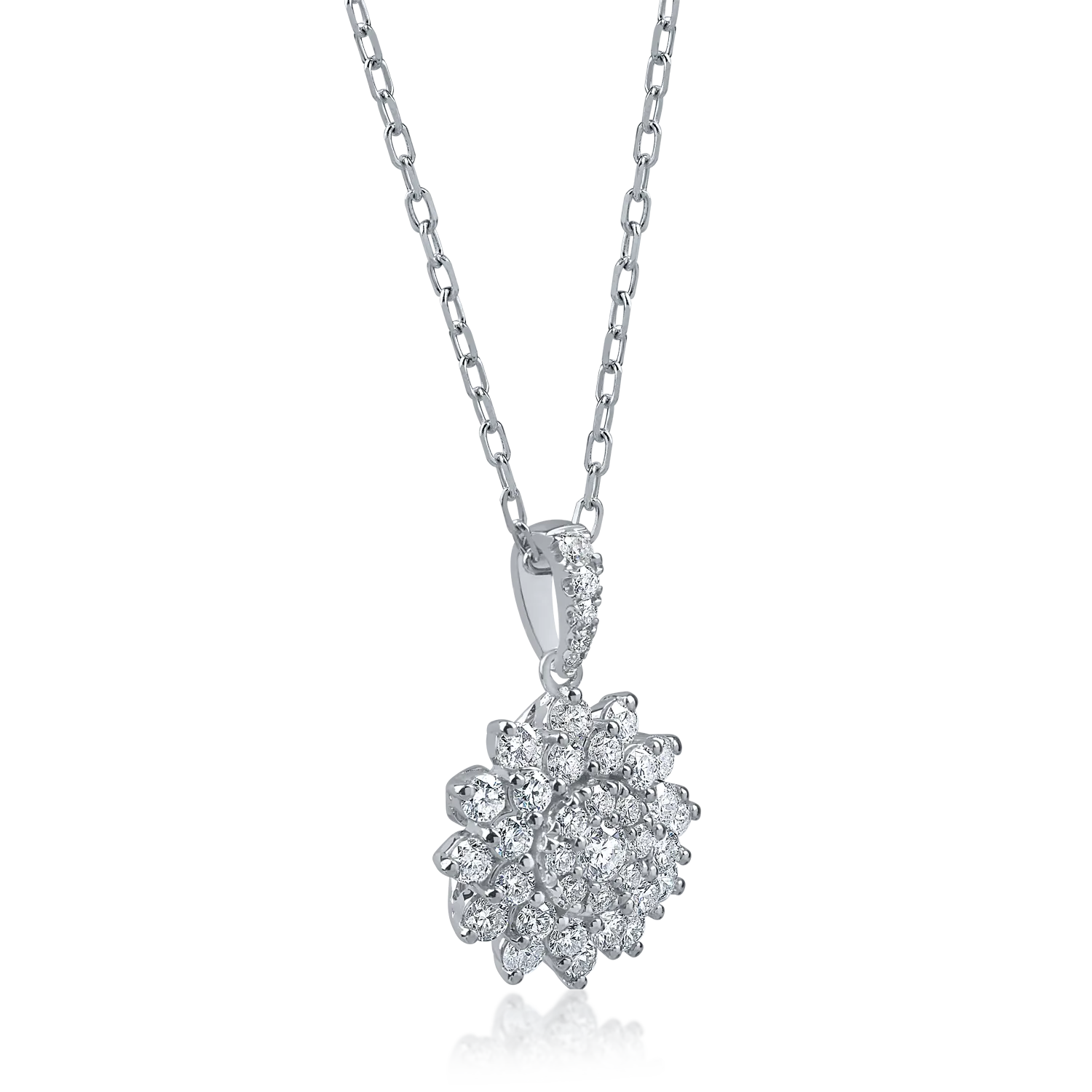 White gold flower pendant necklace with 0.6ct diamonds