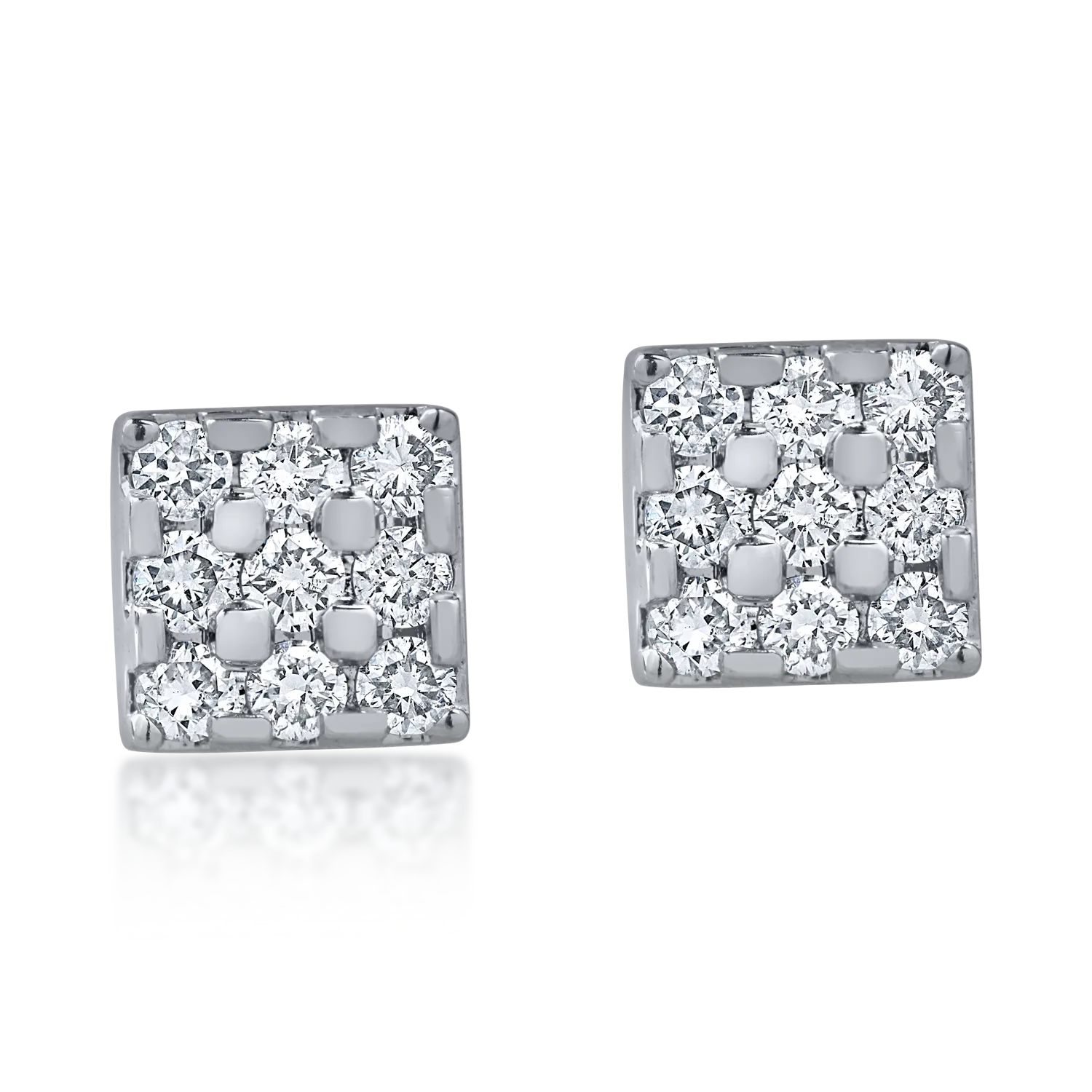 White gold square earrings with 0.4ct diamonds