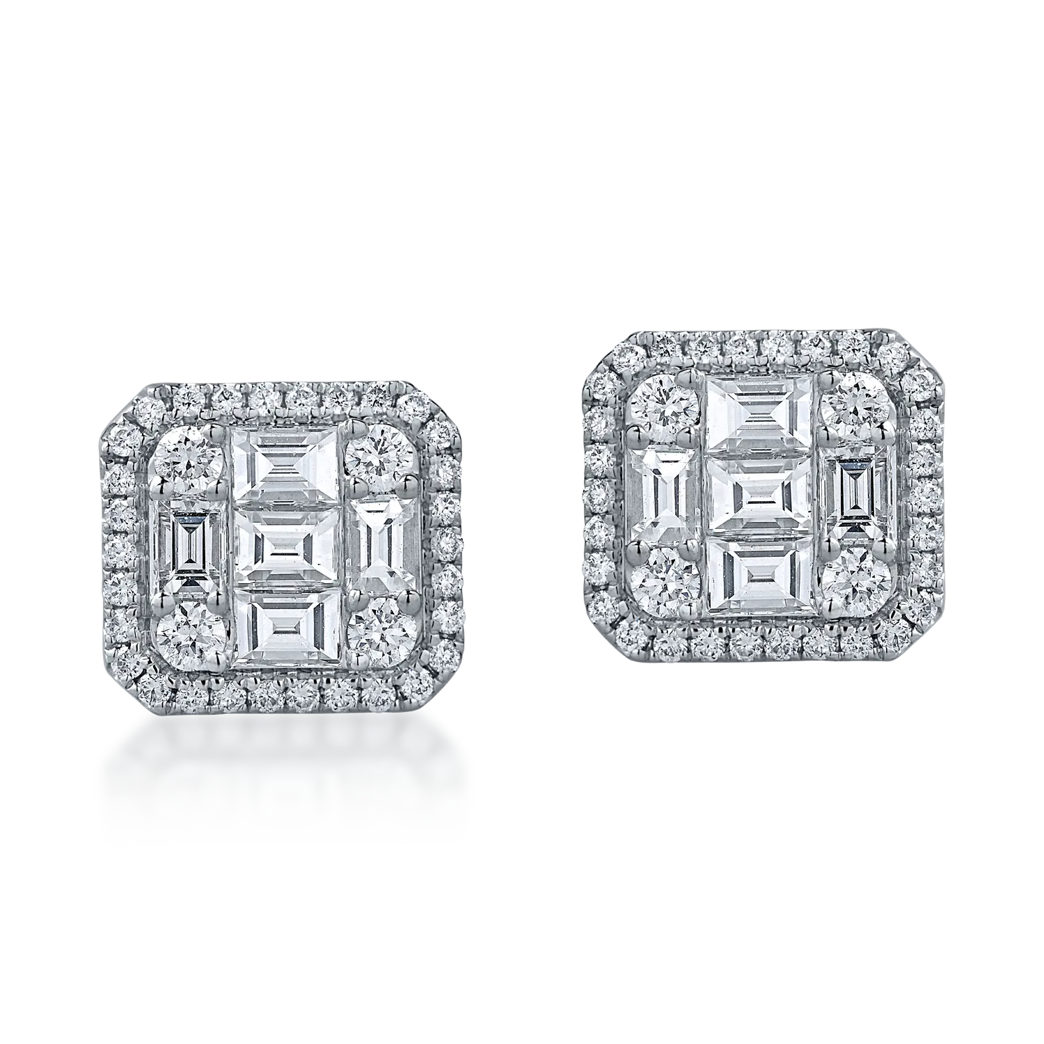 White gold square earrings with 0.7ct diamonds