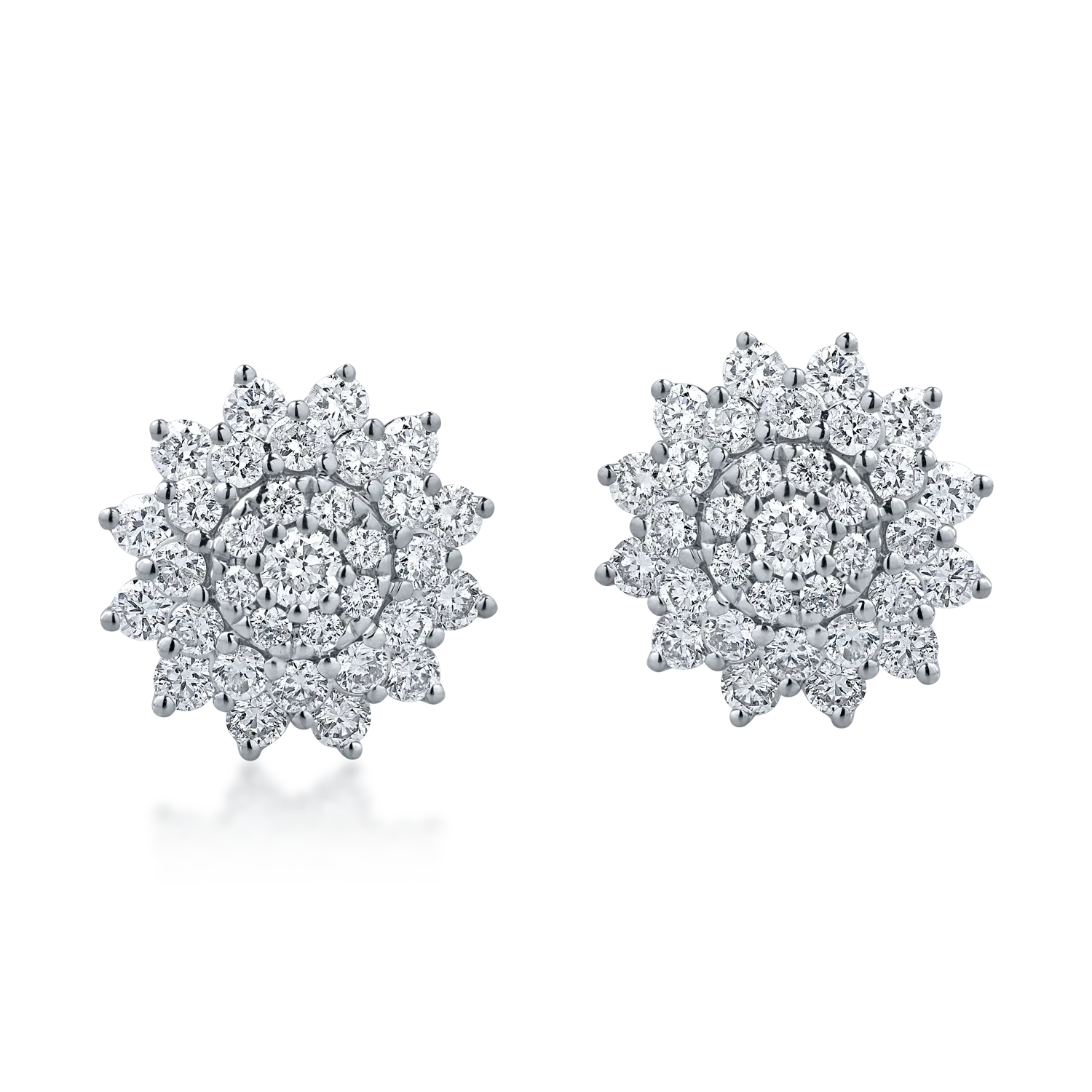 White gold flower earrings with 0.8ct diamonds