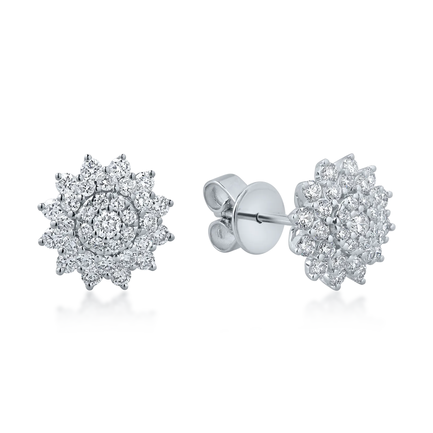 White gold flower earrings with 0.8ct diamonds