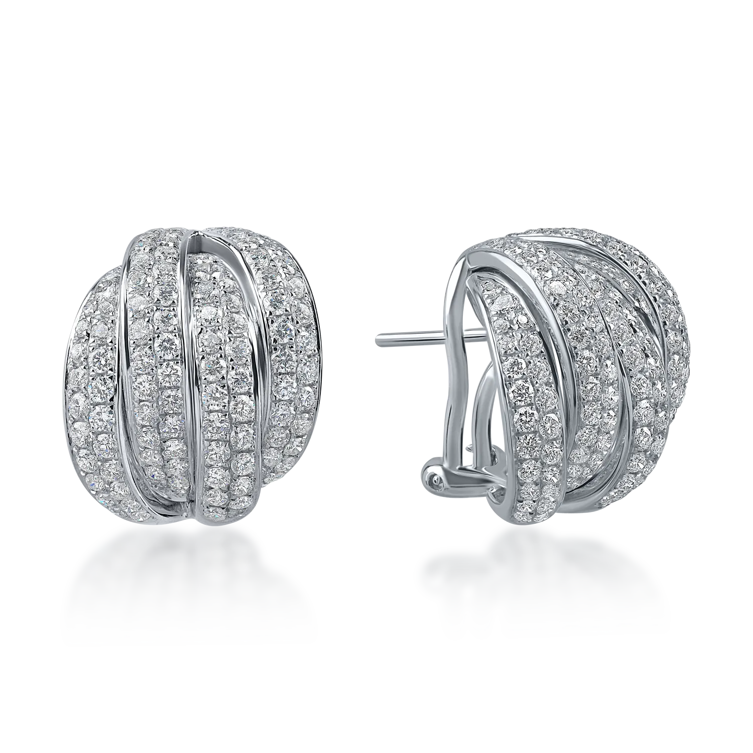 Teilor Cercei geometrici din aur alb cu diamante de 2ct