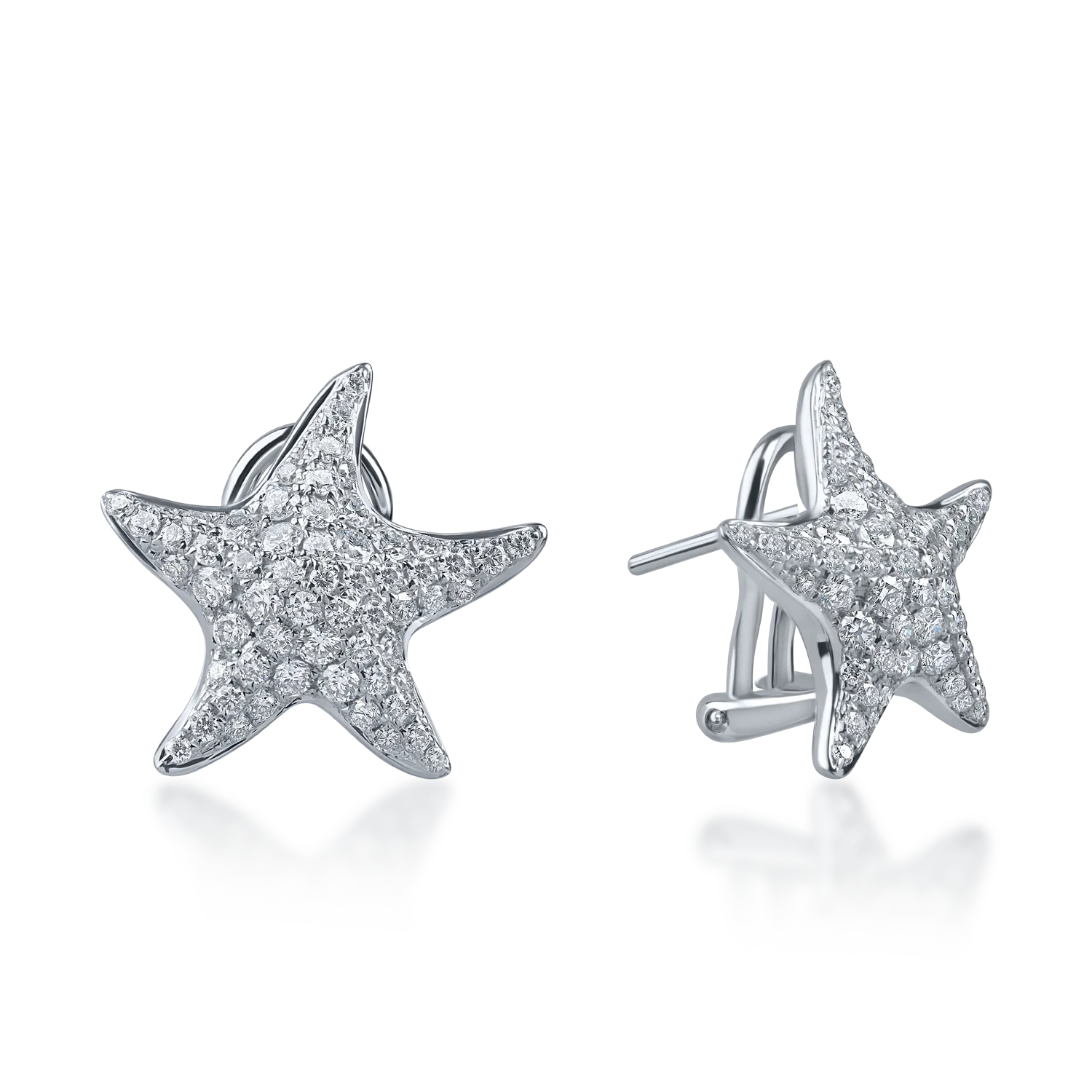 White gold starfish earrings with 1.18ct diamonds