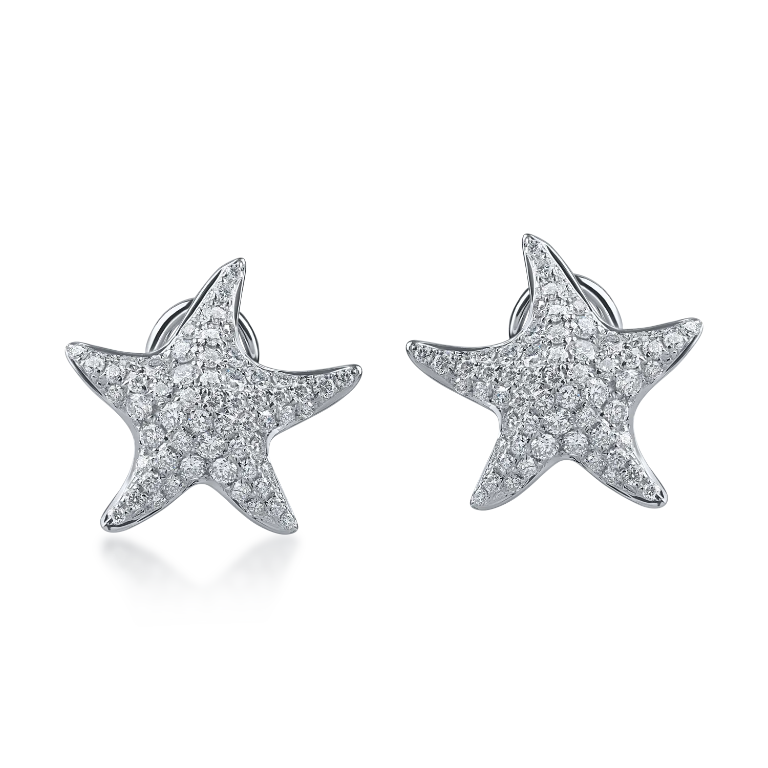Kolczyki w kształcie rozgwiazdy z białego złota z diamentami o masie 1.18ct-182449