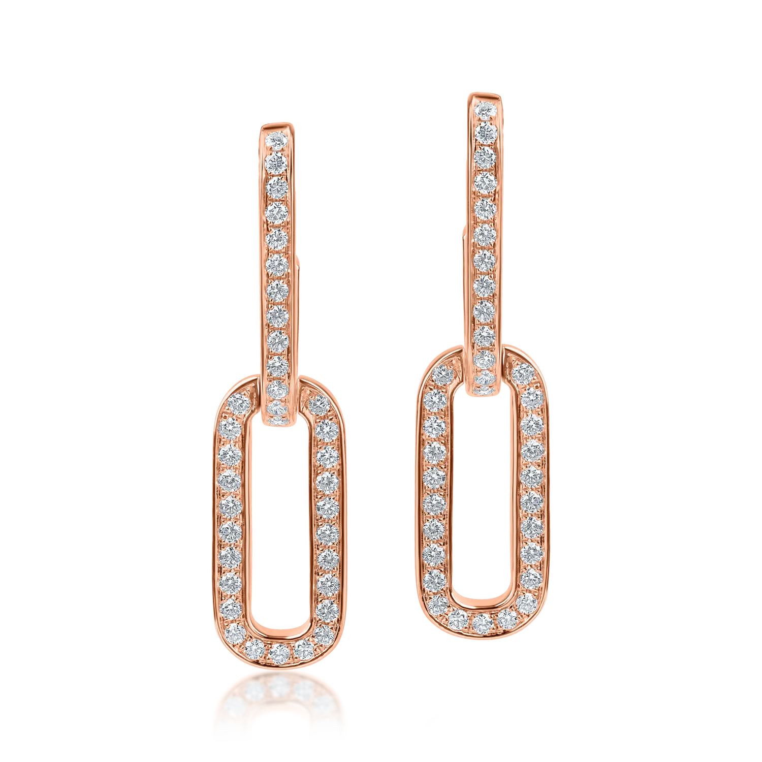 Rose gold link chain earrings with 0.6ct diamonds