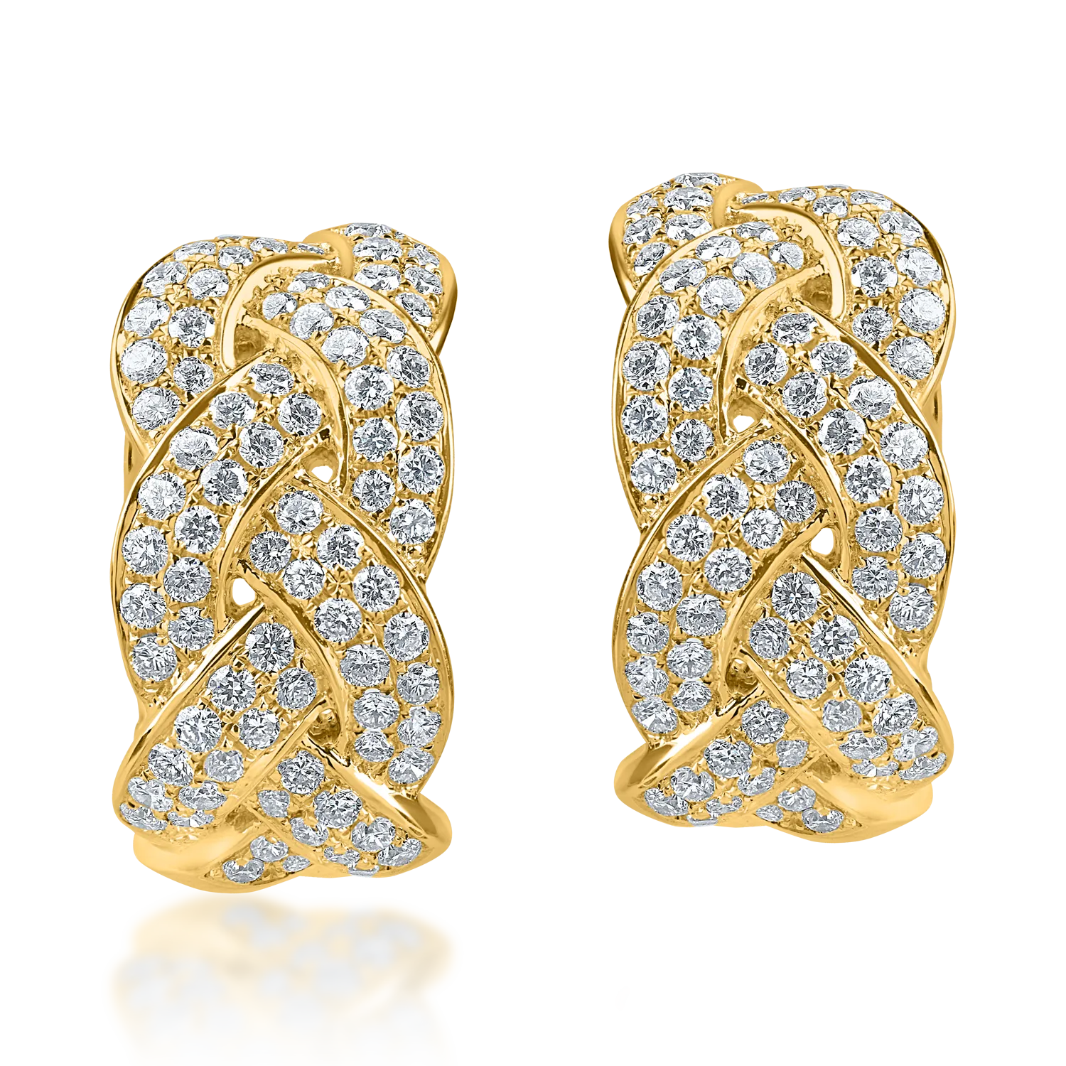 Yellow gold geometric earrings with 1.37ct diamonds