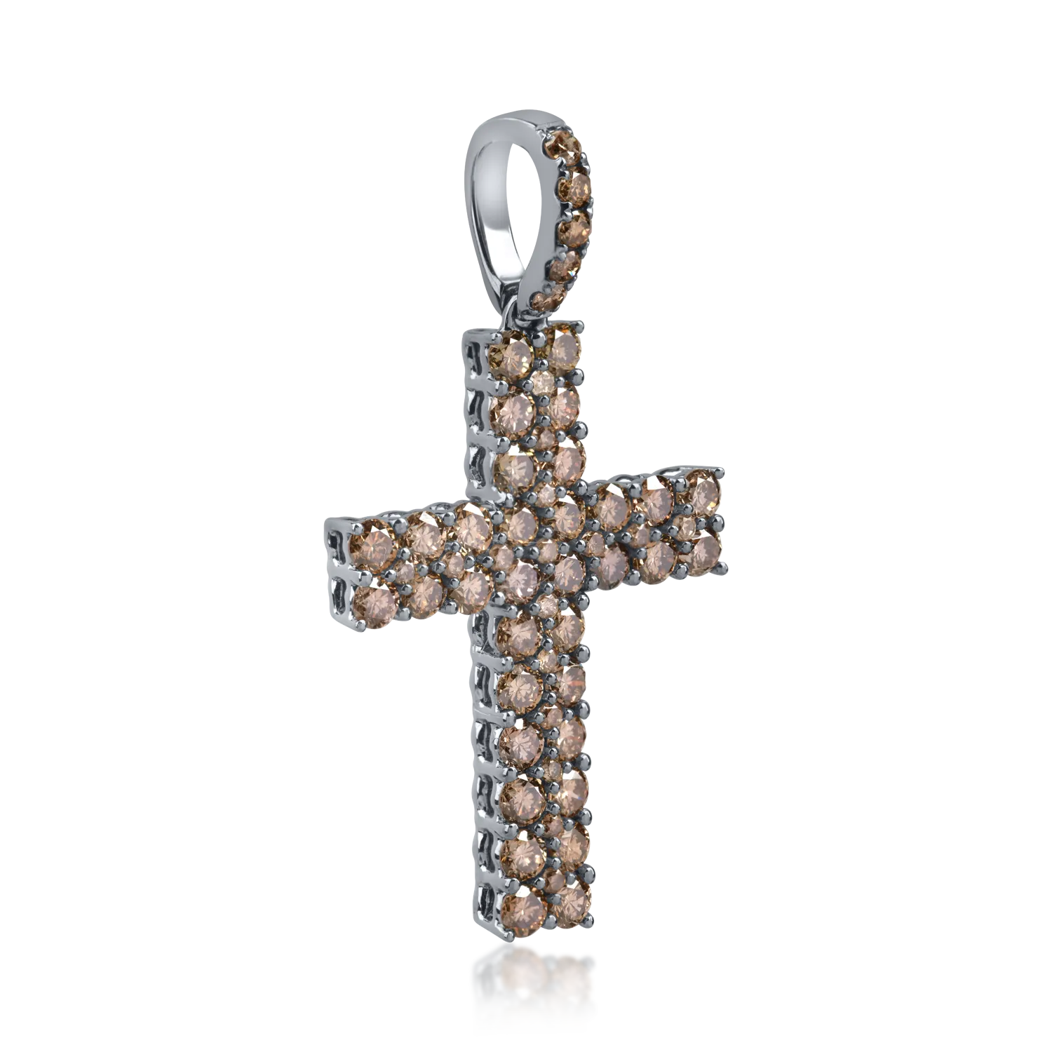 Wisiorek w kształcie krzyża z czarnego złota z brązowymi diamentami o masie 1.4 ct