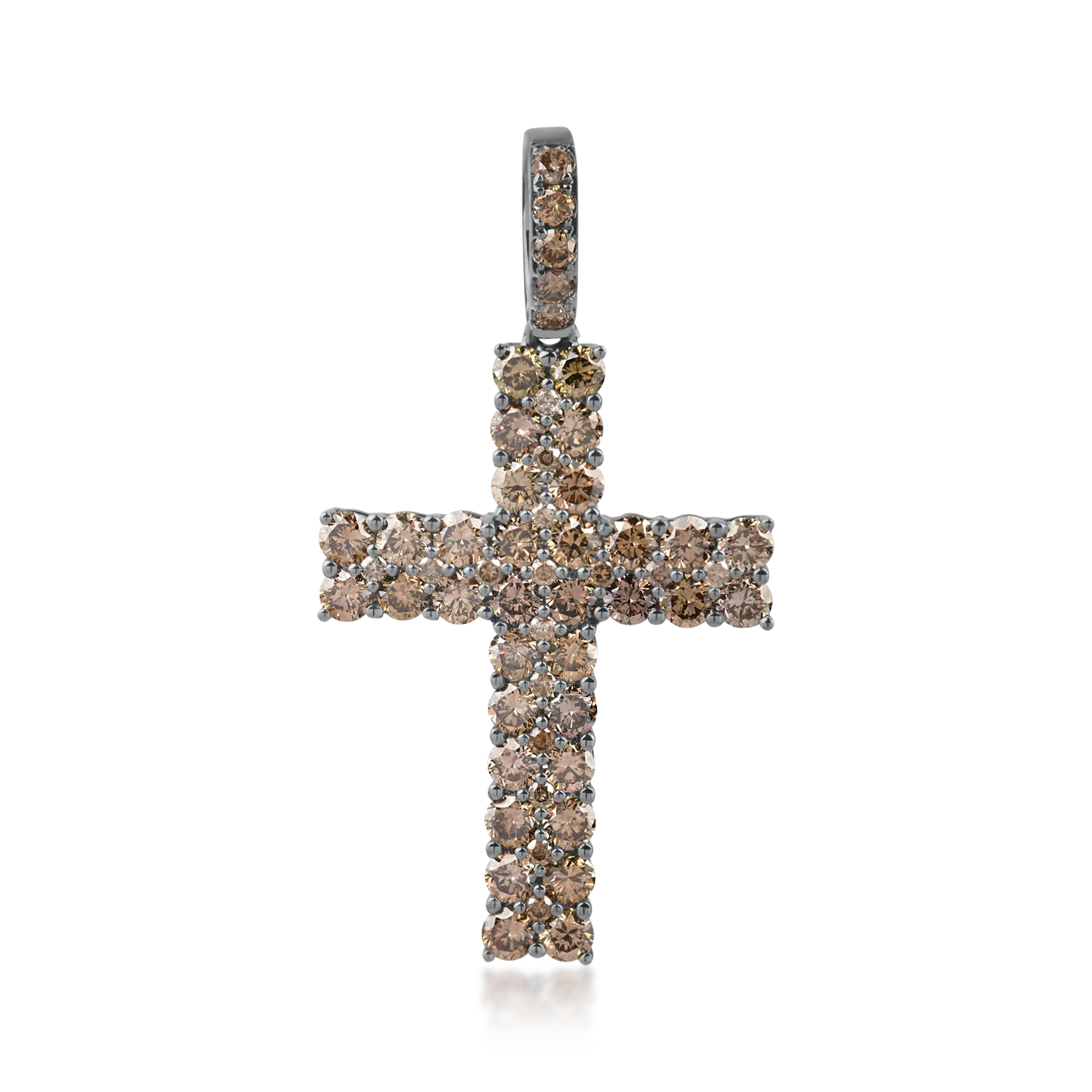 Rose gold cross pendant with 1.4ct brown diamonds