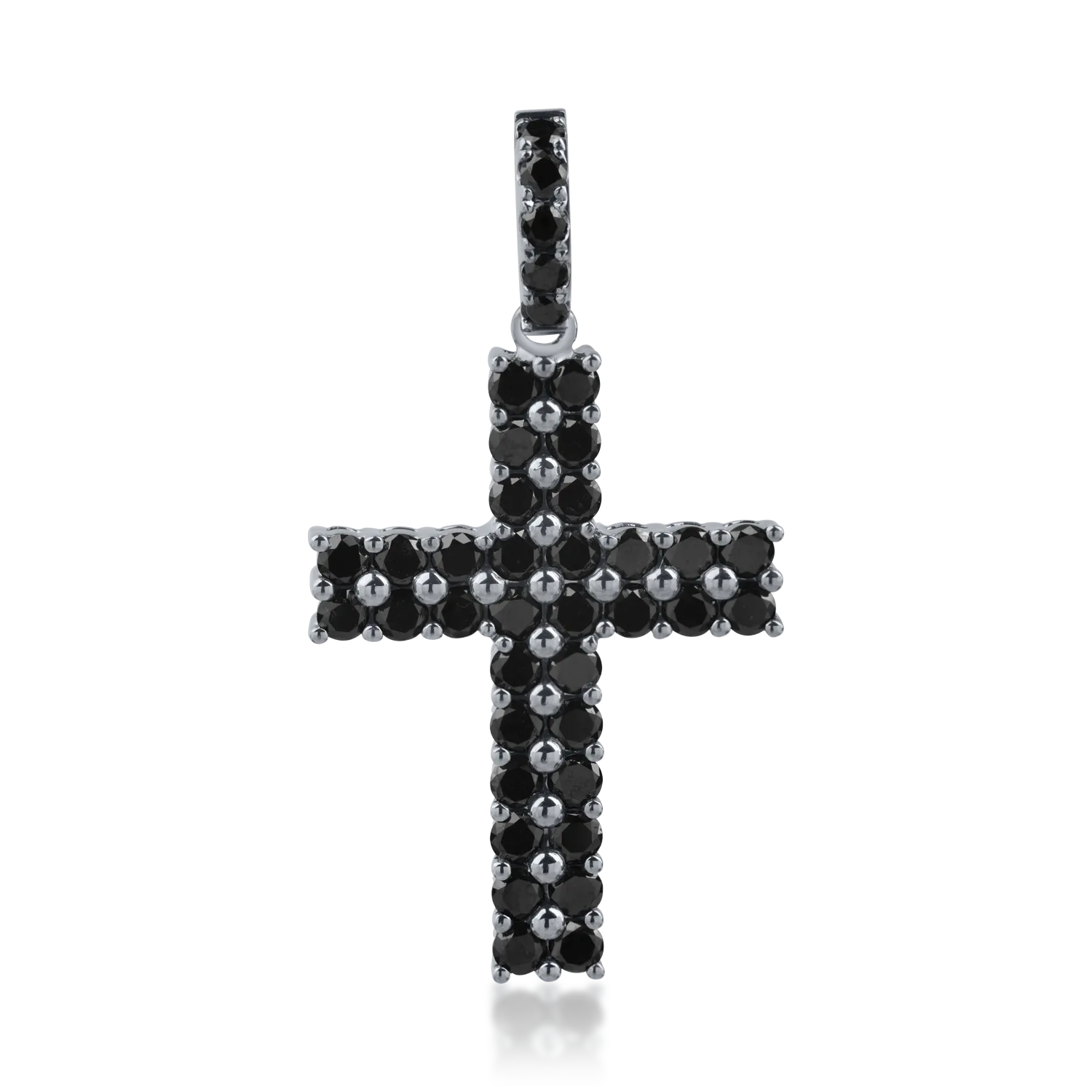 Black gold cross pendant with 1.1ct black diamonds