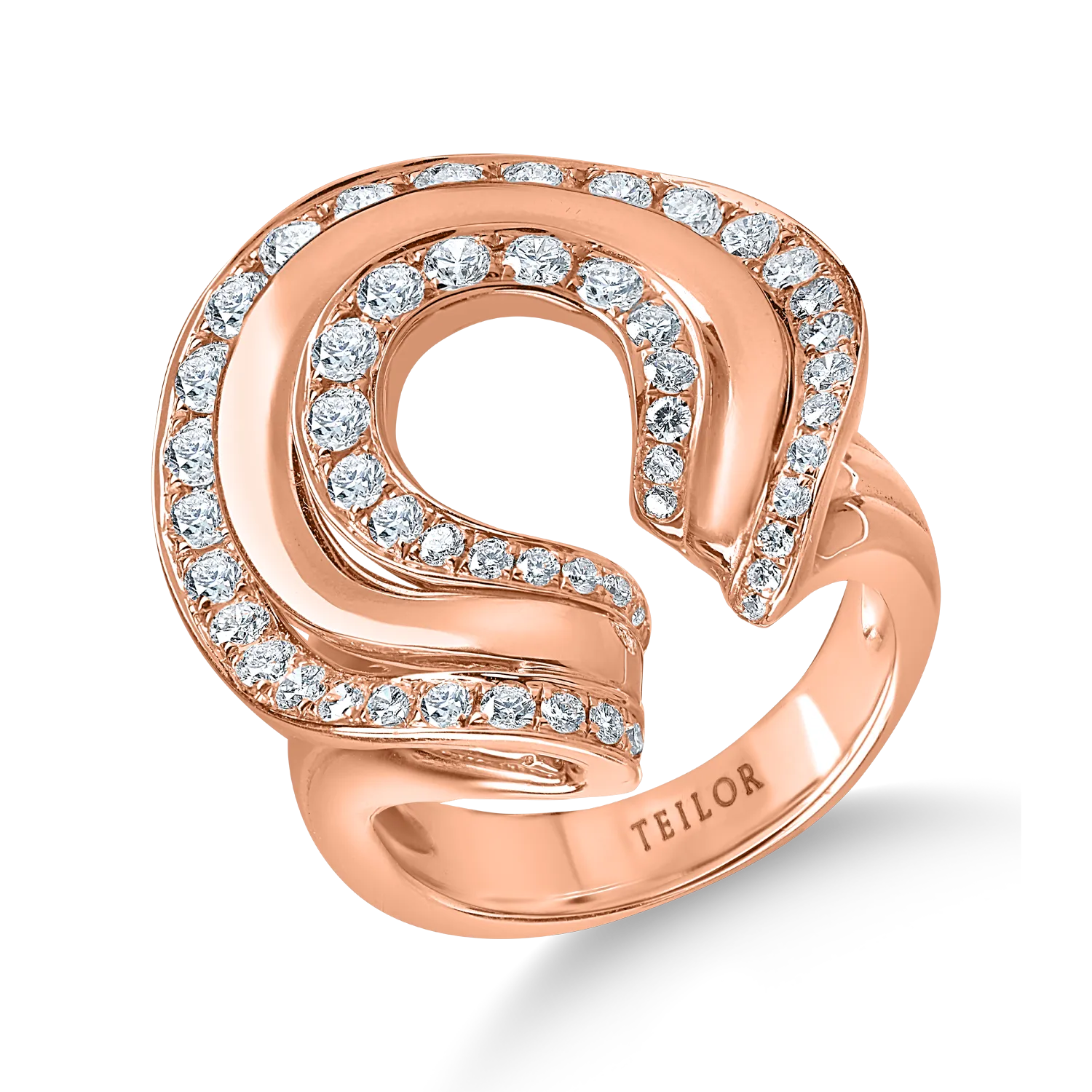 Teilor Inel minimalist din aur roz cu diamante de 1.37ct