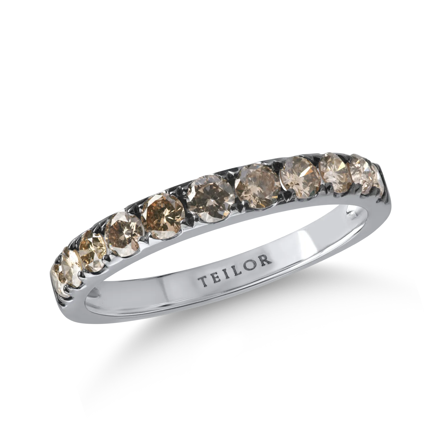 Half eternity ring in white gold with 0.4ct brown diamonds