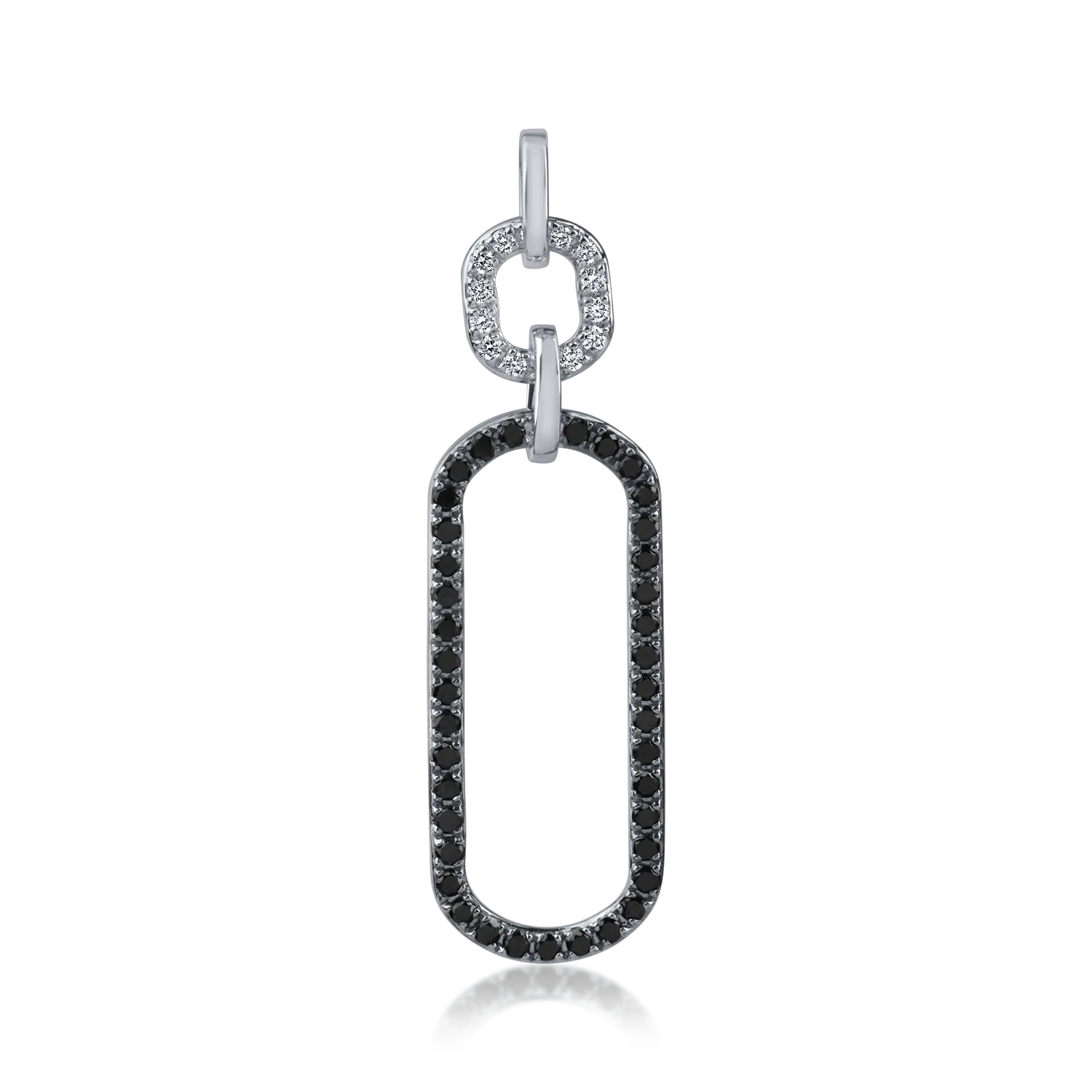 Teilor Pandantiv oval din aur alb-negru cu diamante negre si incolore de 0.3ct