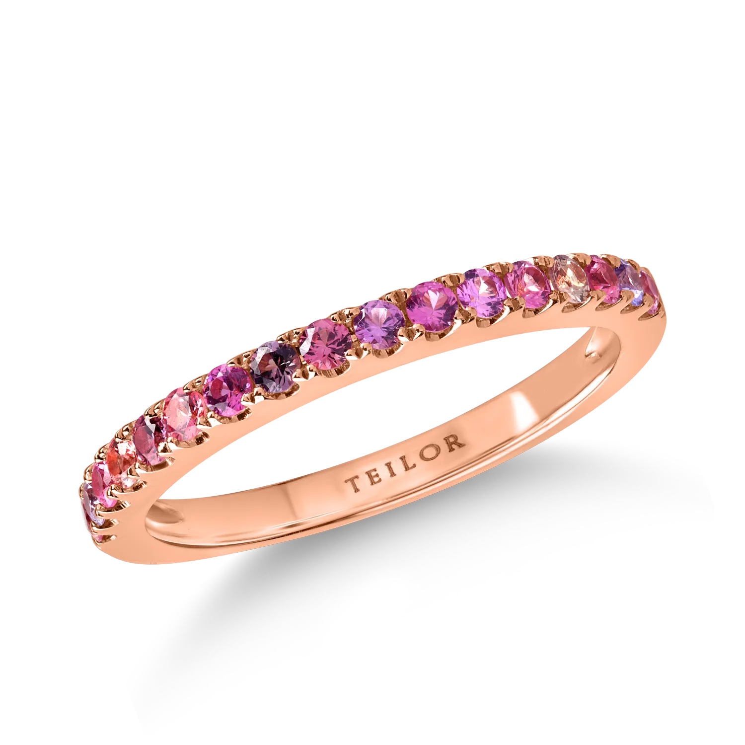 Half eternity ring in rose gold with 0.4ct multicolored sapphires