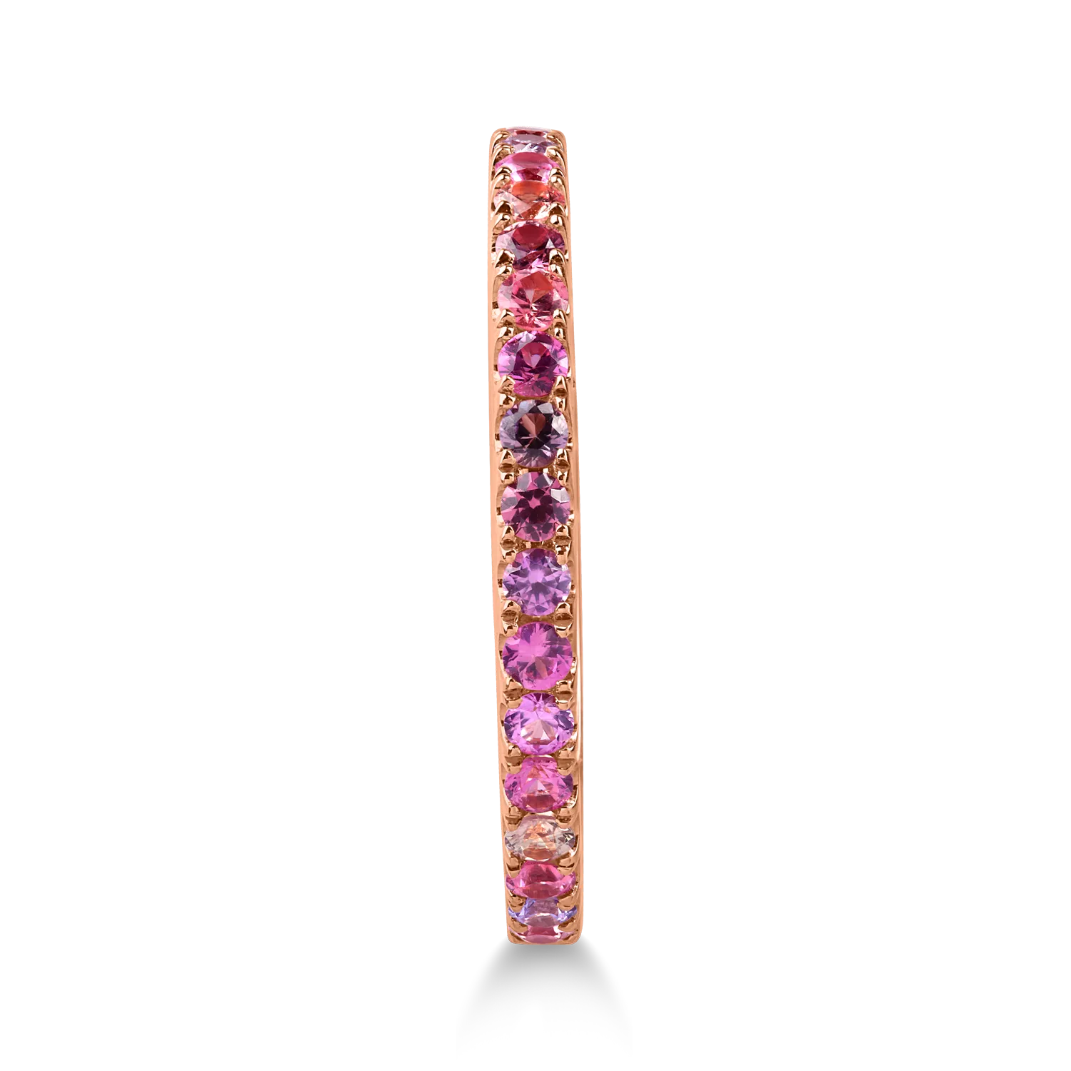 Inel semi eternity din aur roz cu safire multicolore de 0.4ct