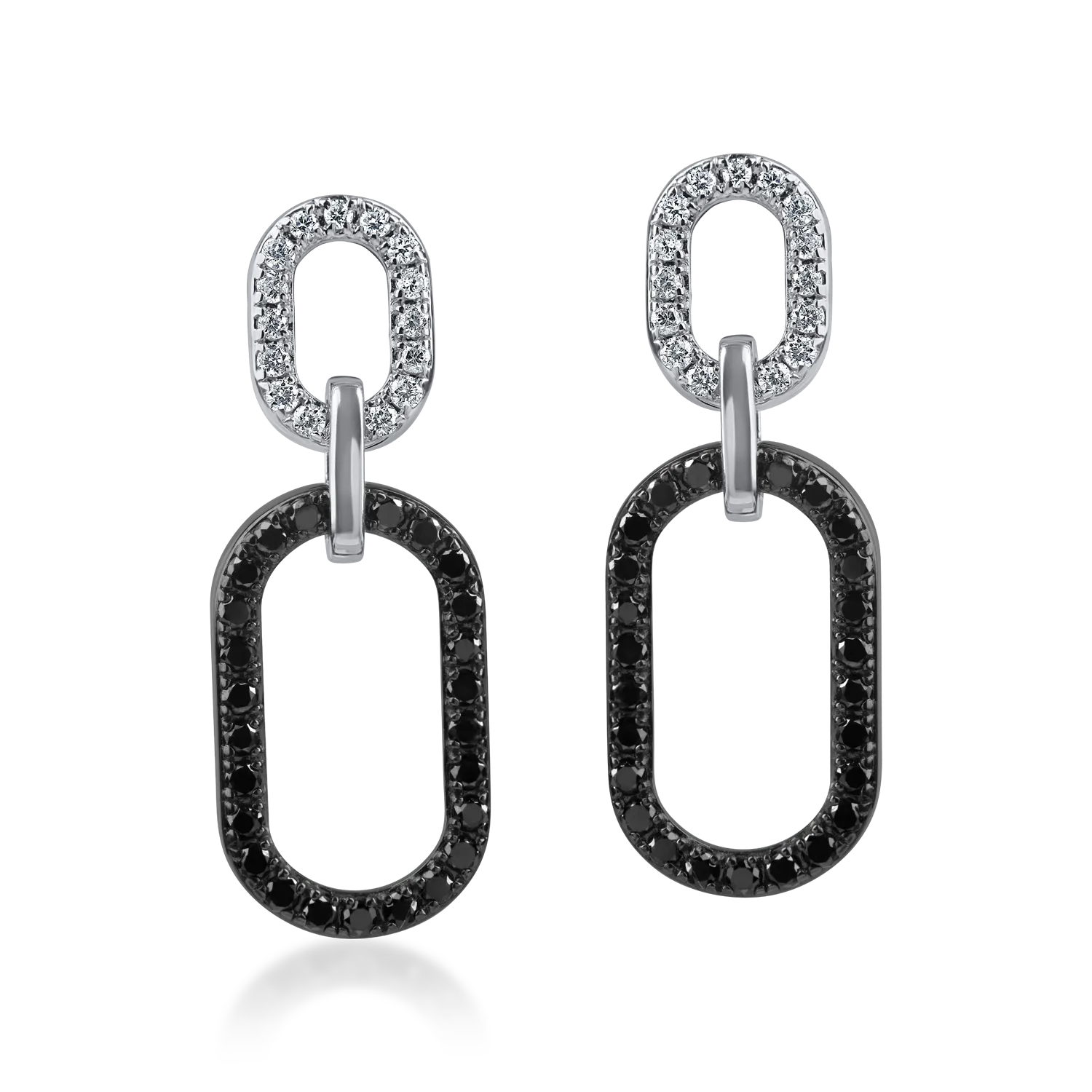White-black gold geometric earrings with 0.5ct black and clear diamonds-182478