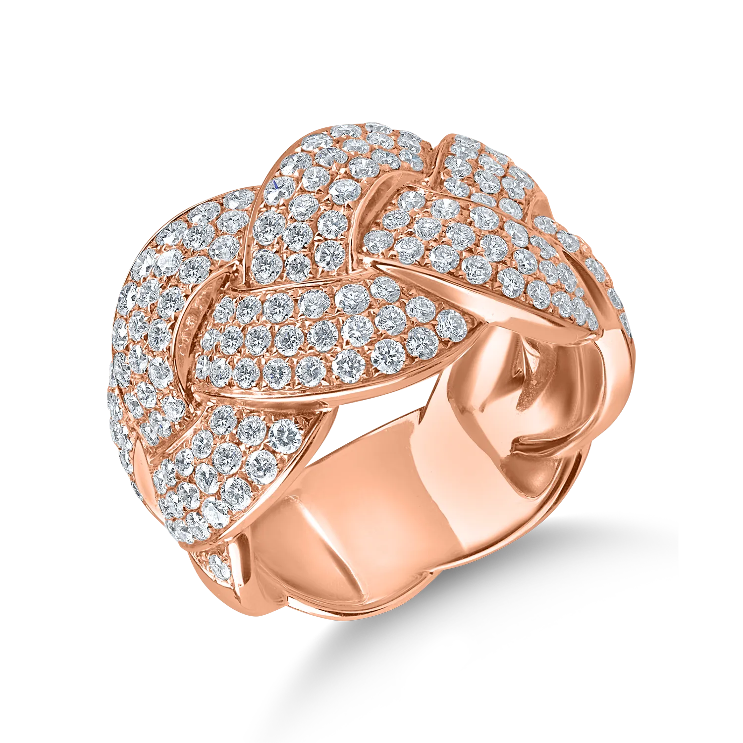 Teilor Inel impletit din aur roz cu diamante de 1.7ct