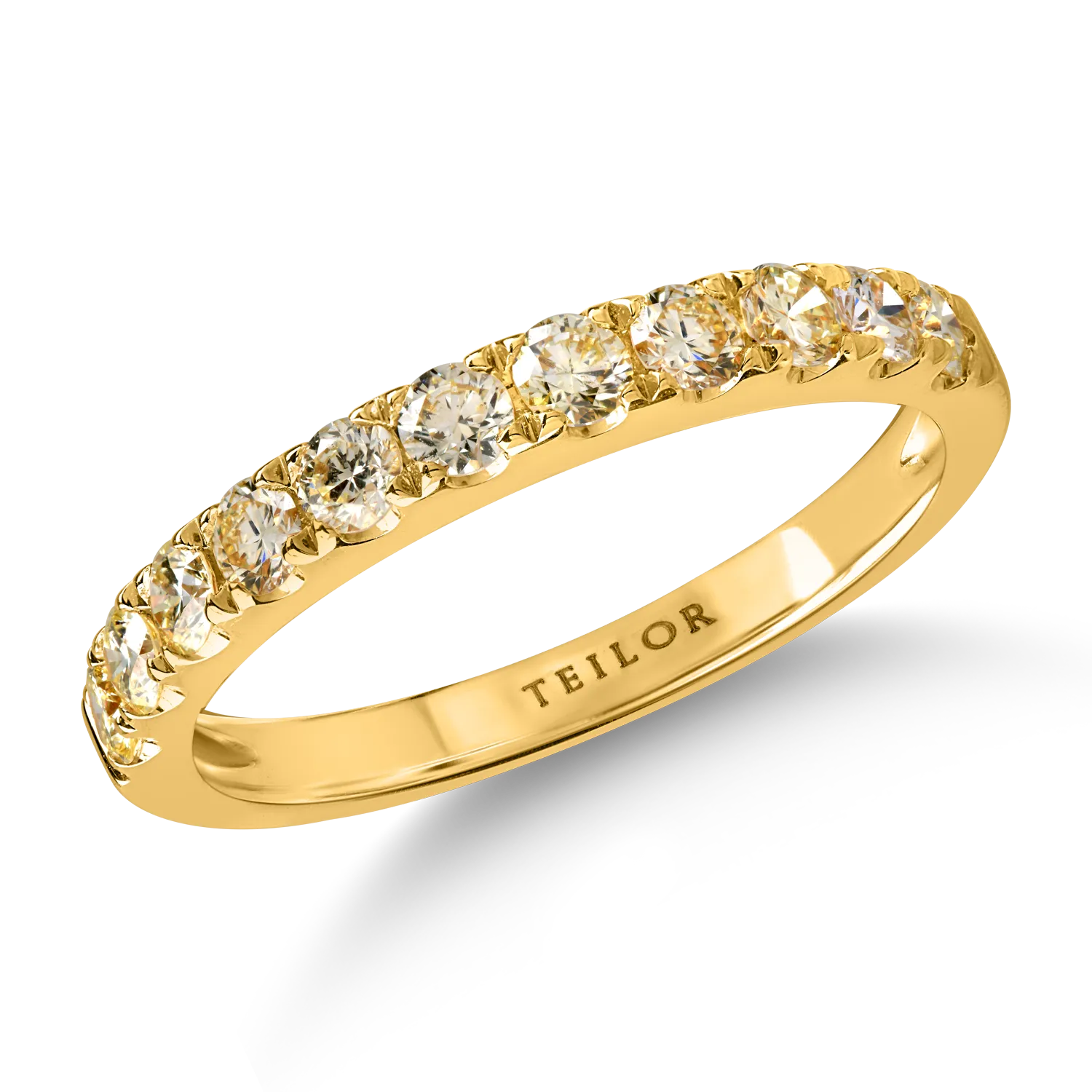 Yellow gold half eternity ring with 0.6ct yellow diamonds