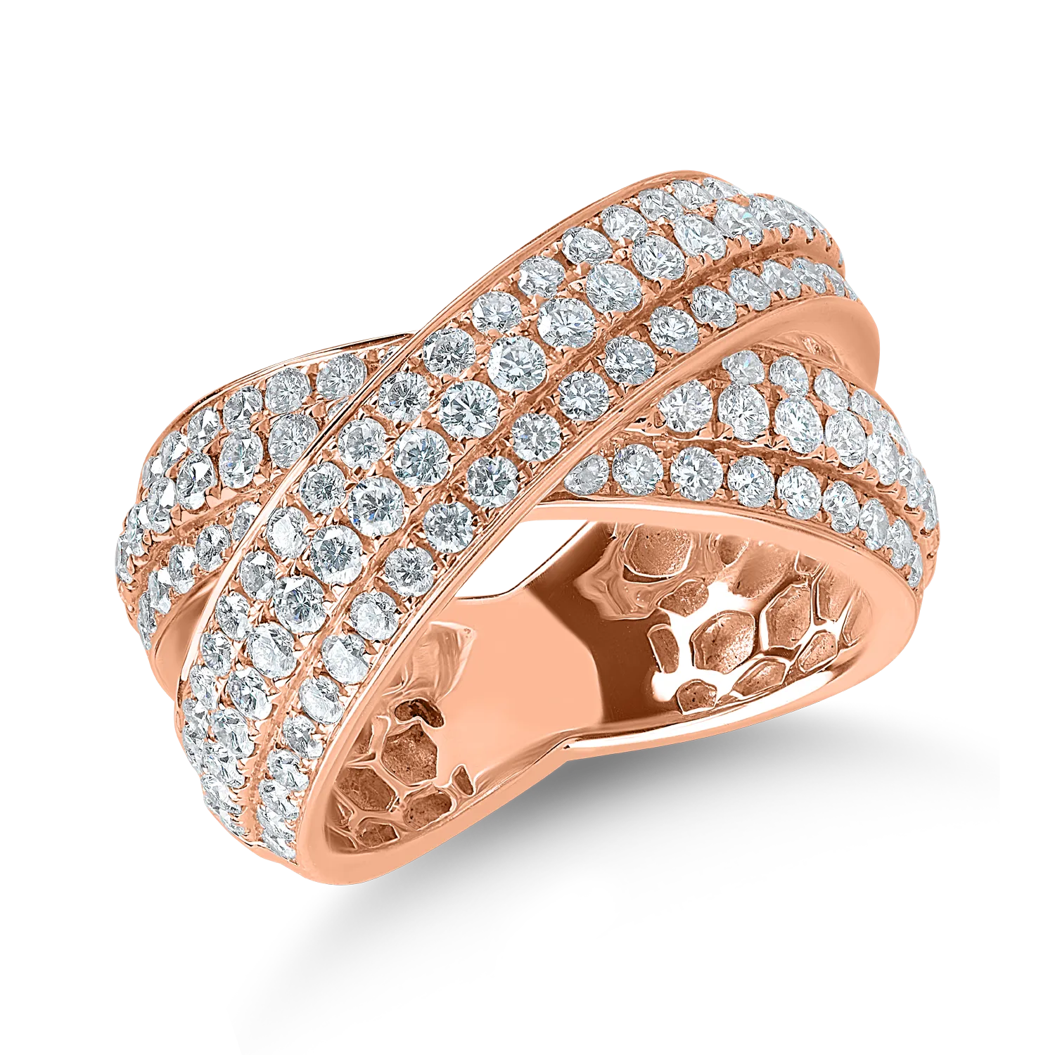 Teilor Inel impletit din aur roz cu diamante de 2ct