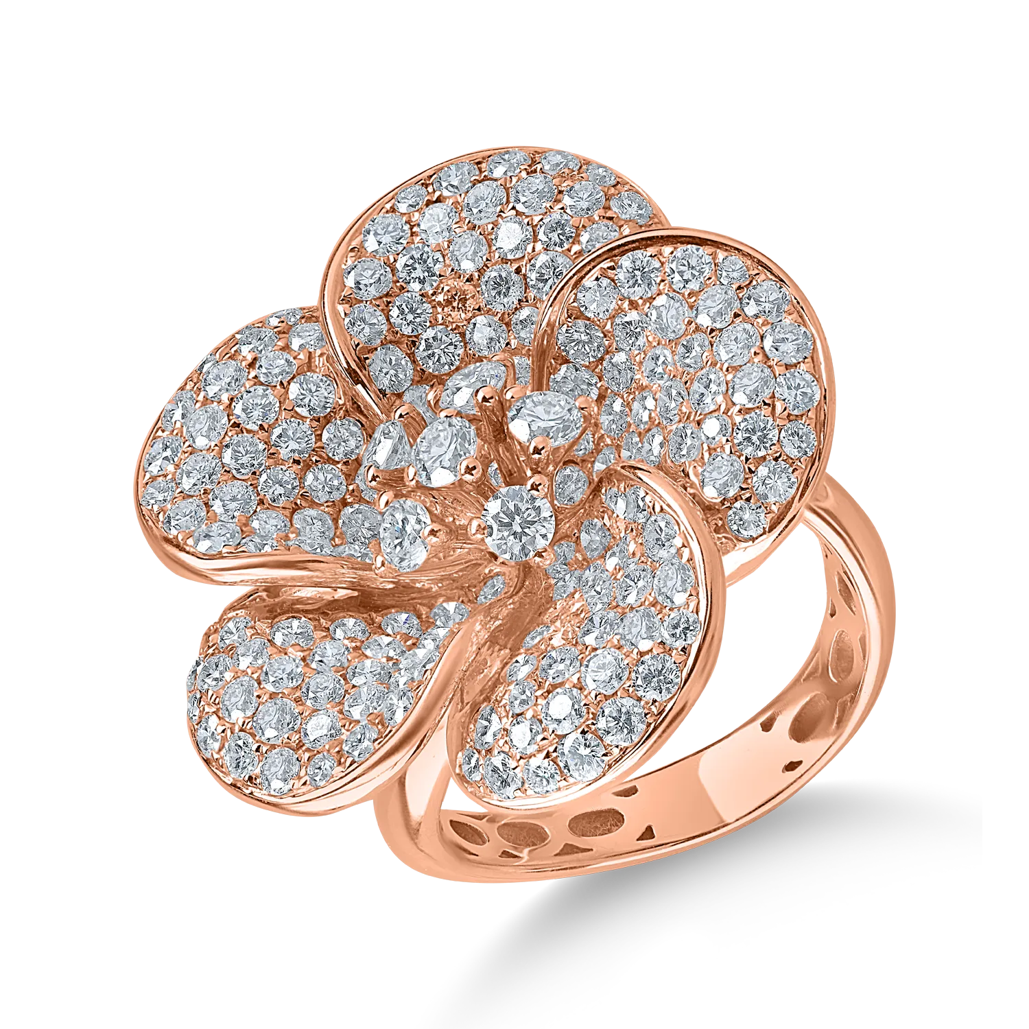 Rose gold flower ring with 3.13ct diamonds