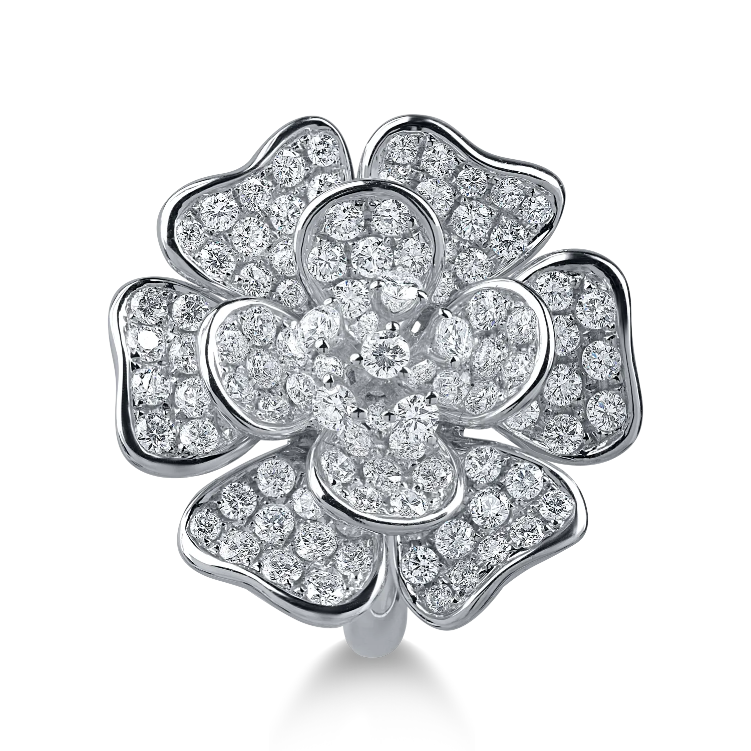 White gold flower ring with 1.88ct diamonds