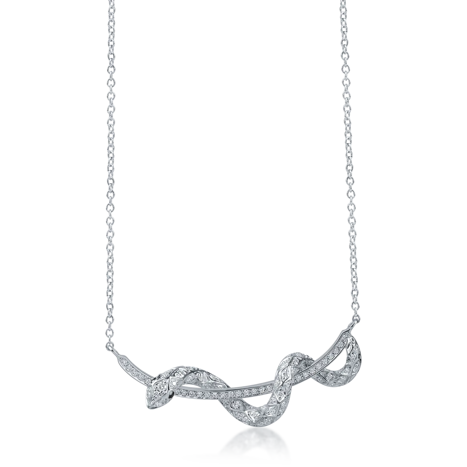 White gold necklace with snake pendant and 0.5ct diamonds